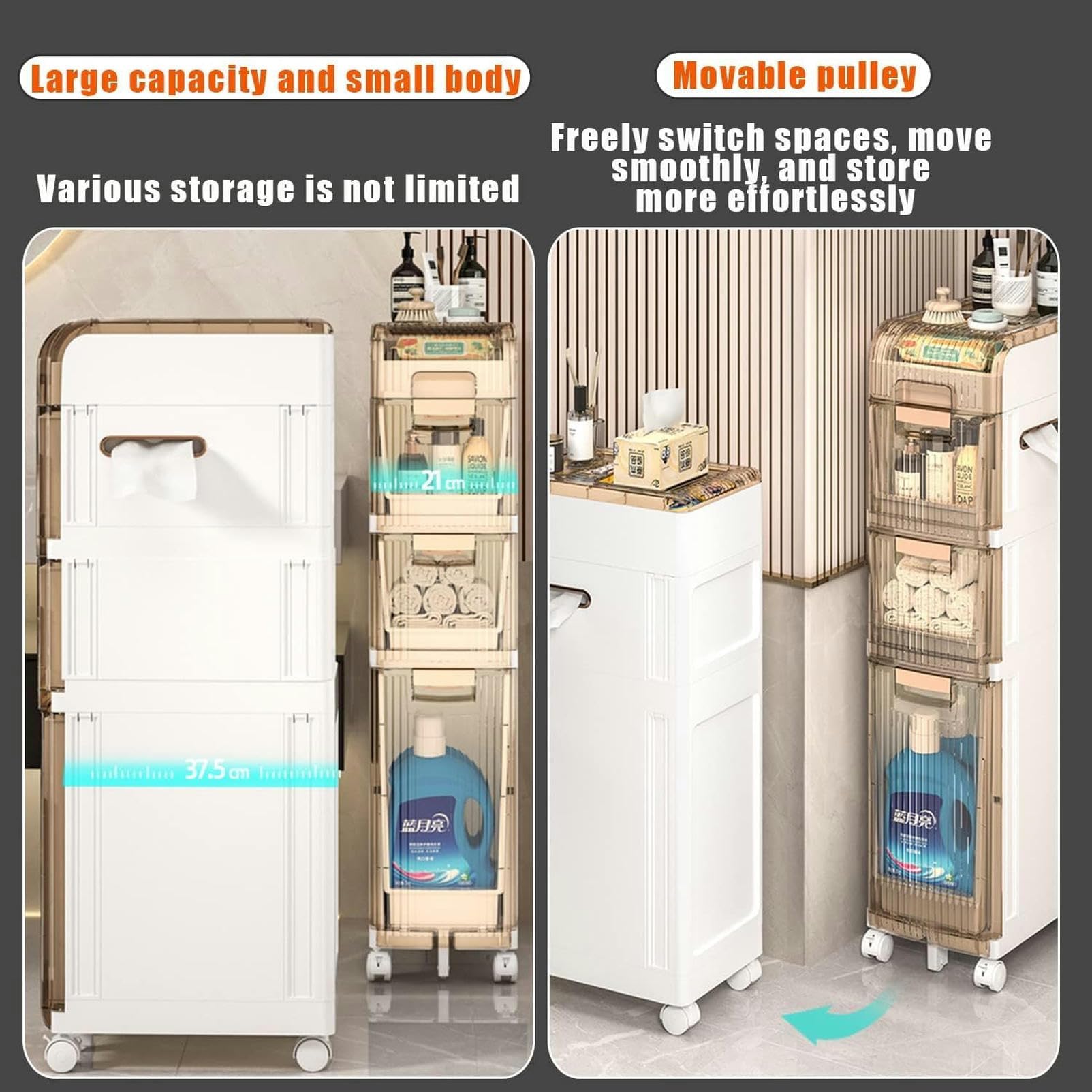 Armario con cajones apilables de 3, 4 y 5 niveles, armario independiente de esquina estrecha, organizador de Papel higiénico multifuncional para baño, dormitorio, cocina,
