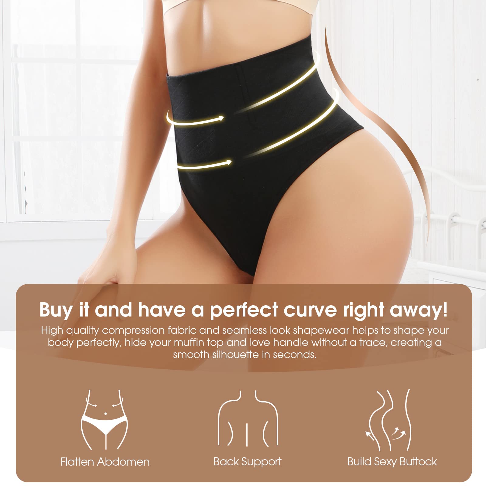 Tuopuda Perizoma Contenitivo Modellante Donna Mutande Contenitive Intimo Slip Pancera Guaina Contenitiva Vita Alta Thong Tanga Shapewear Dimagrante Pancia Piatta