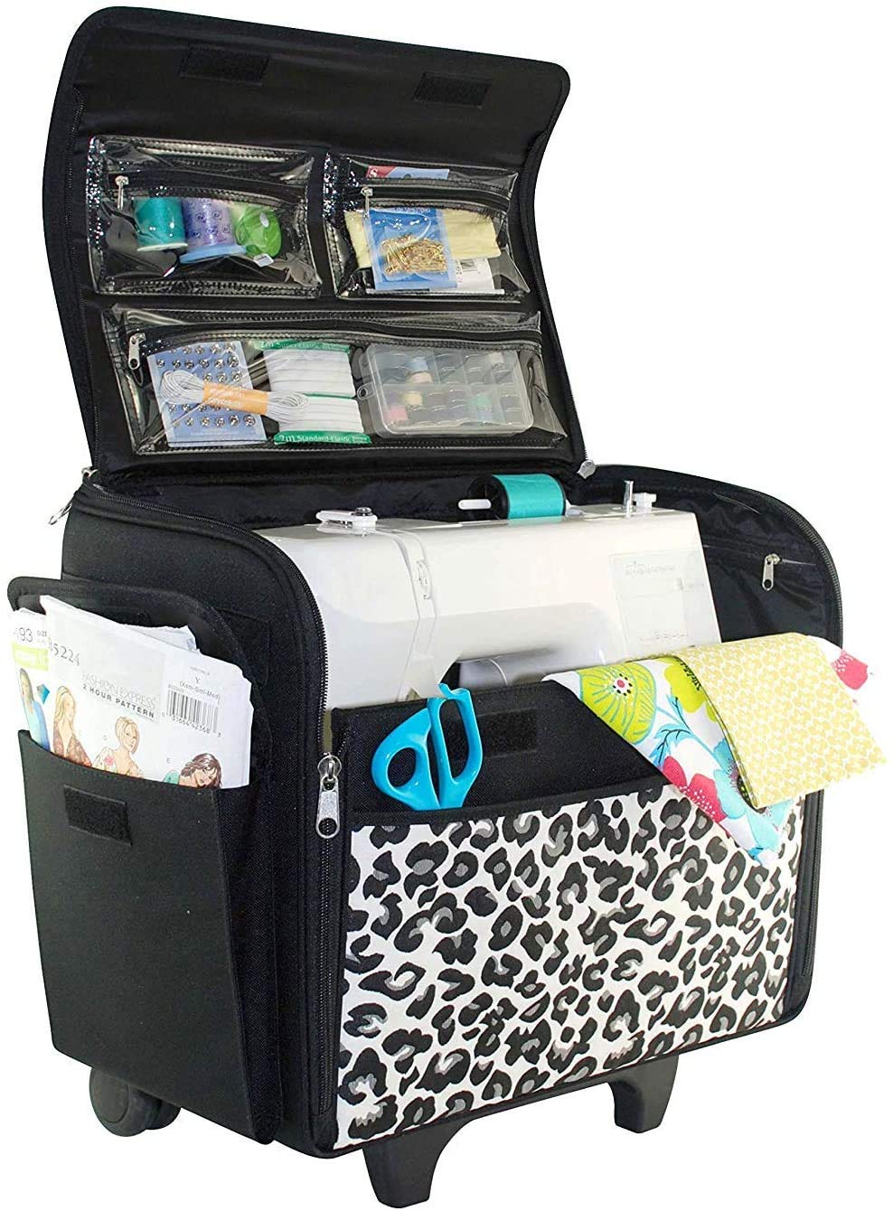 Everything Mary Borsa per macchina da cucire con stampa ghepardo, custodia per macchina da cucire compatibile con la maggior parte delle macchine da cucire Brother e Singer standard, borsa da cucito