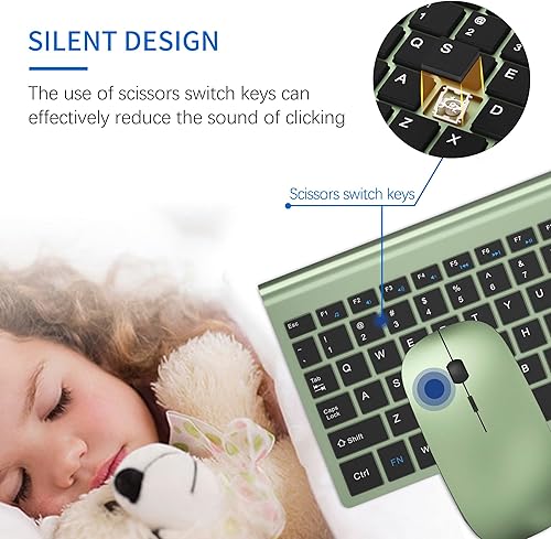 Miniatura 2 de TopMate - Combo de teclado y mouse inalámbricos ultradelgados, 2.4G silencioso compacto USB 2400DPI y teclado con interruptor de tijera con