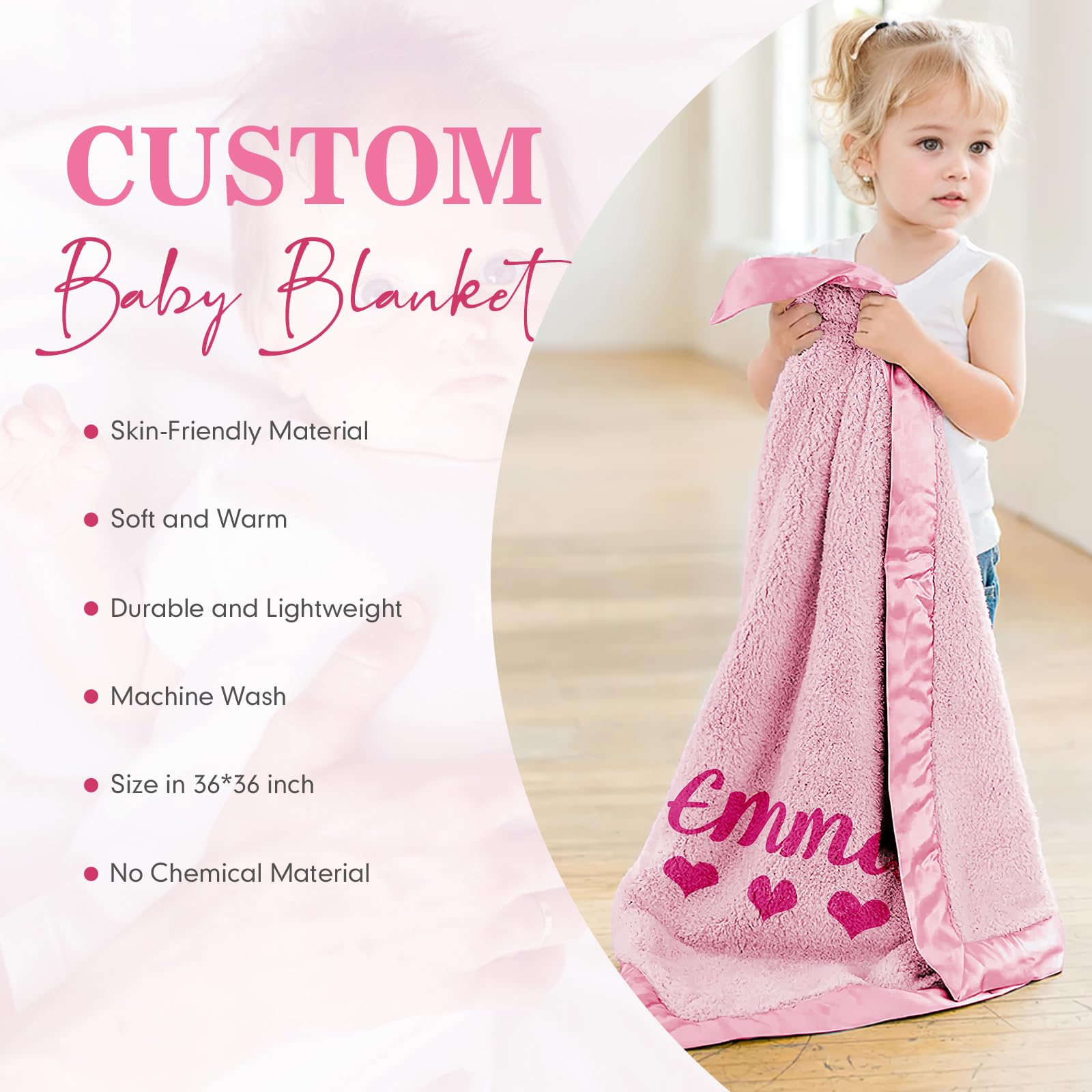 Yofair Custom Name Blanket - Personalized Flannel Throw Blanket For Baby, Kids, Women, Customized Gift - View #3