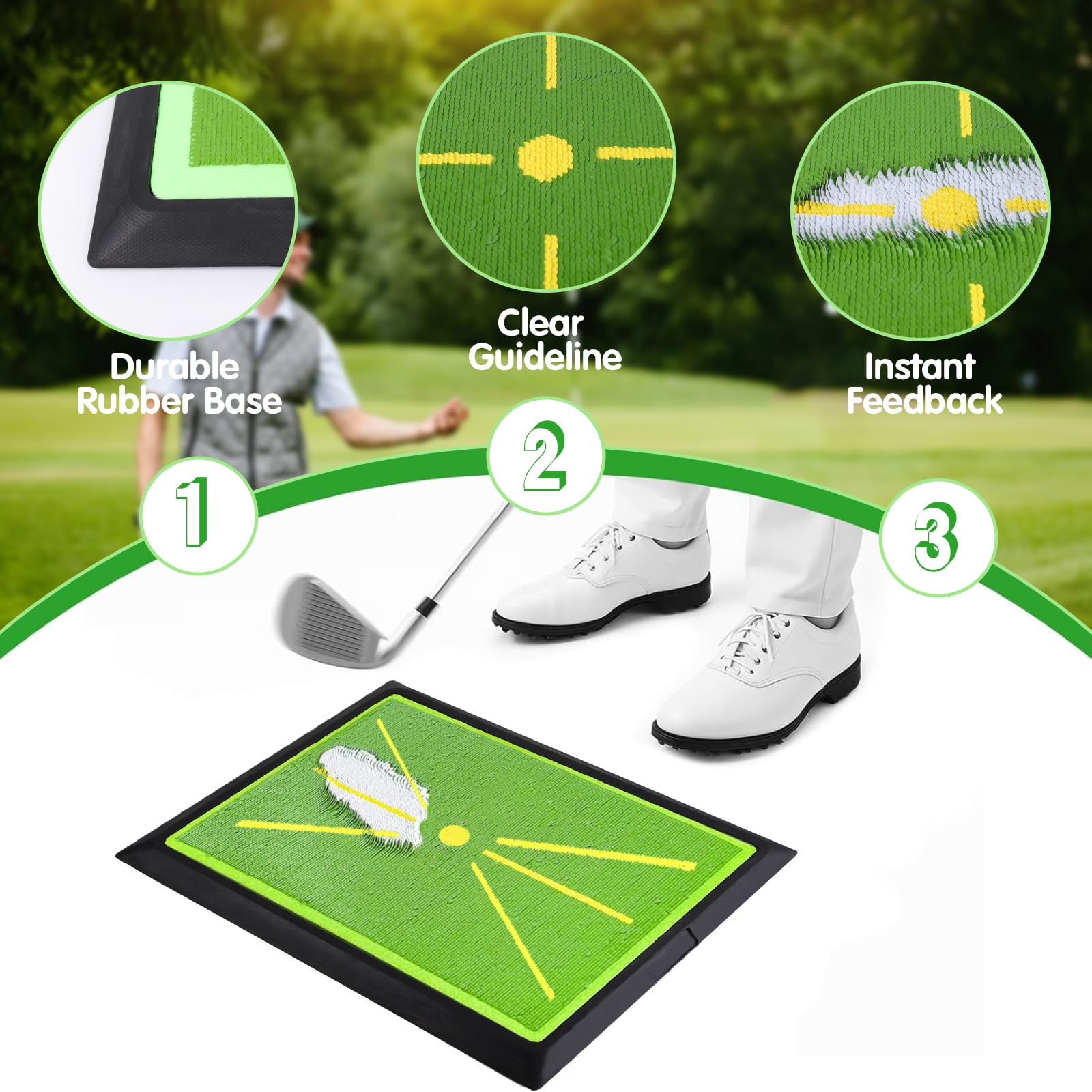 Golfmatte mit sofortigem Schwungpfad-Feedback | 43,2 x 30,5 cm Schlagbahn-Analyse Übungsmatte | Robuste Anti-Rutsch Gummibasis für Indoor & Outdoor Training | Ideal für Anfänger & Kinder