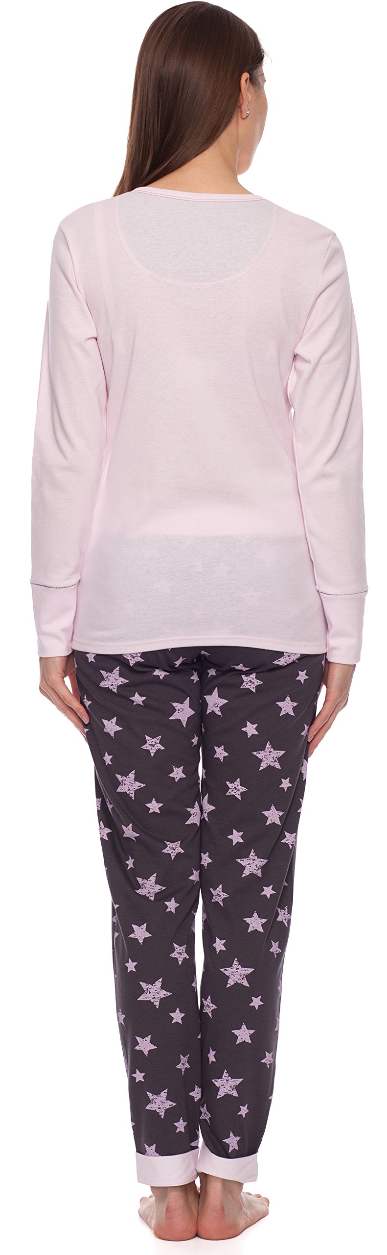 Italian Fashion Pigiama Donna Cotone Leggero | Pigiama Donna Invernale e Caldo | Due Pezzi Maglietta Manica Lunga e Pantalone Lungo | Loungewear Ragazza con Motivo a Stelle S-XXL