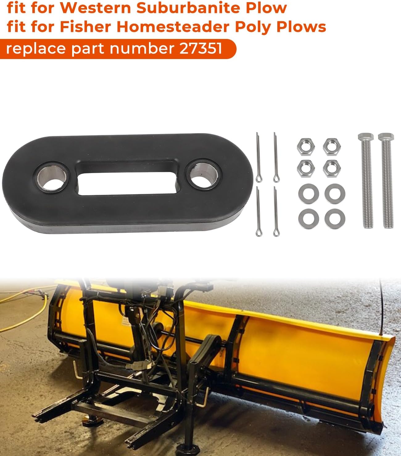 Plow Spring for Fisher Homesteader Plows | for Western Suburbanite plow, Elastomeric Rubber Trip Spring Kit, Replaces for Western Fisher 27351 (1PC Spring, Including Hardware)