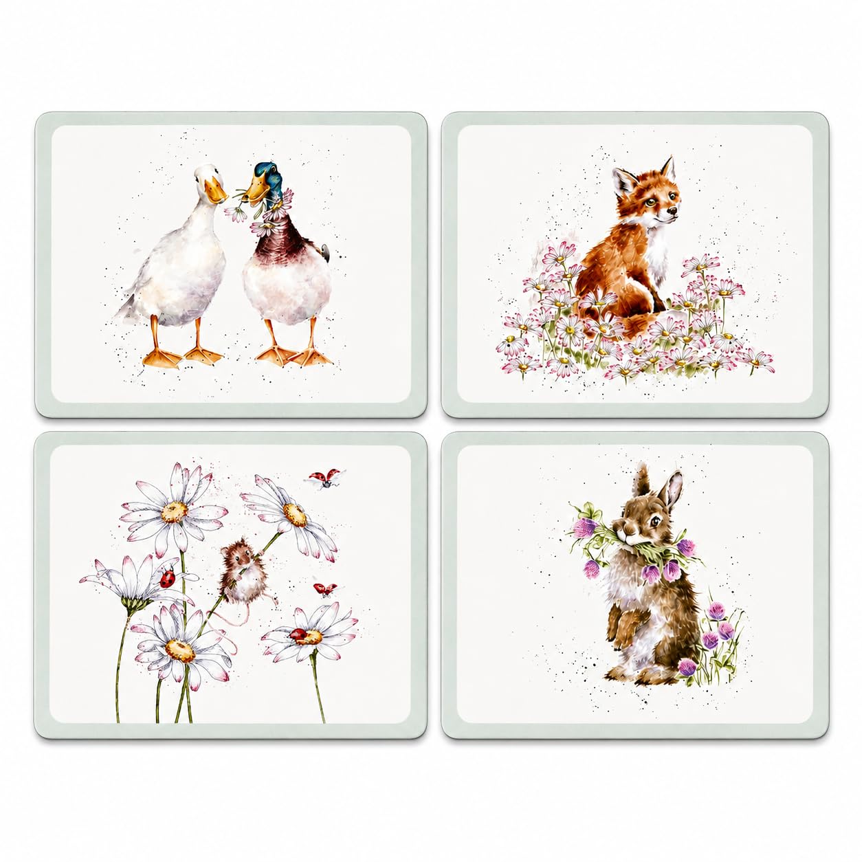 Wrendale Designs Set of 4 Floral Country Animal Placemats Dining Accessories