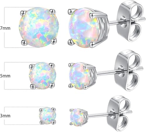 Miniatura 2 de Impresionantes aretes de ópalo chapados en oro rosa, aretes de ópalo chapados en oro rosa de 18 quilates, 0.236 in redondos para mujer