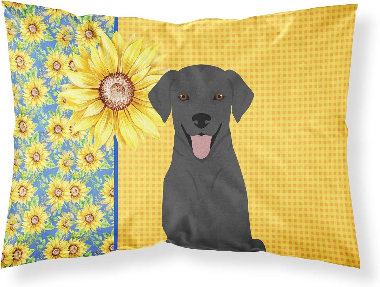 Caroline's Treasures WDK5436PILLOWCASE Summer Sunflowers Black Labrador Retriever Fabric Standard Pillowcase Lightweight Super Soft Easy Care Decorative Artwork Pillowcase, Standard