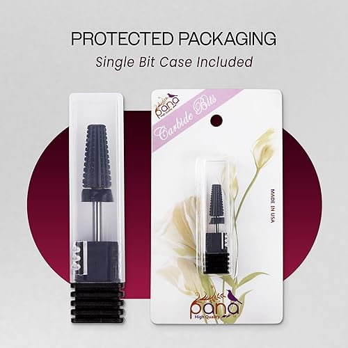 Miniatura 121 de PANA Broca de carburo de uñas 5 en 1 – Uso de rotación bidireccional para zurdos y diestros – acrílico de eliminación rápida o gel duro – vástago