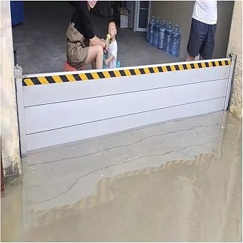 Reusable Water Barriers for Patio Doors/ Warehouse Door/ Home Gates, Garage Flood Protection Barrier/ Flooding Control Baffle, Wide 13 12 11 10 9 8 7 6 5 4 3 2 Feet Flood Board Aluminum  Color H 2f