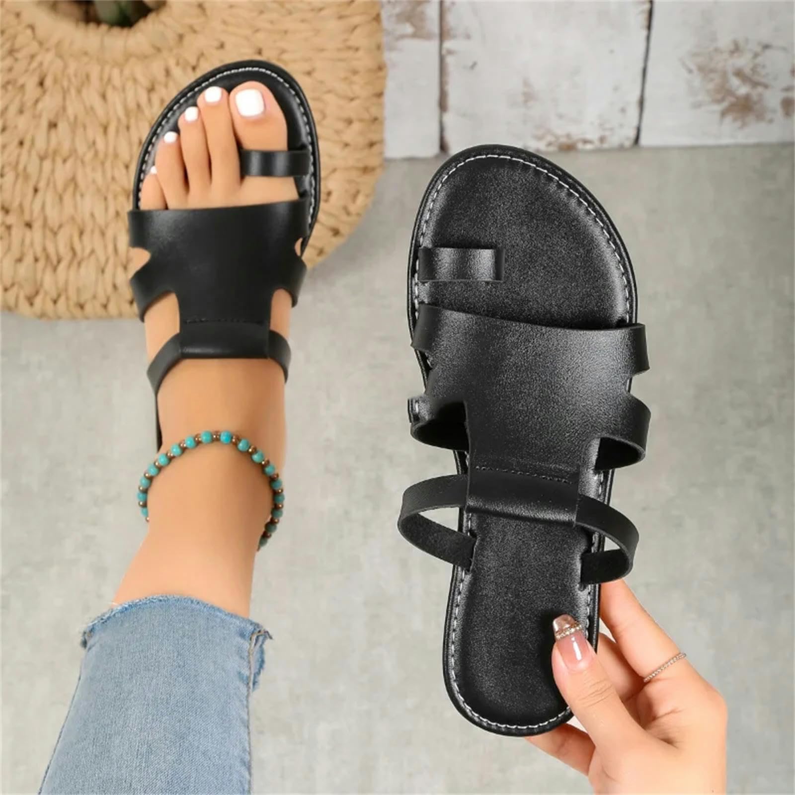 Sandali Donna estive Donne Sandali Donne Sandali Piatti Casual Scarpe da Donna Sandali da Spiaggia Sandali-marrone-38
