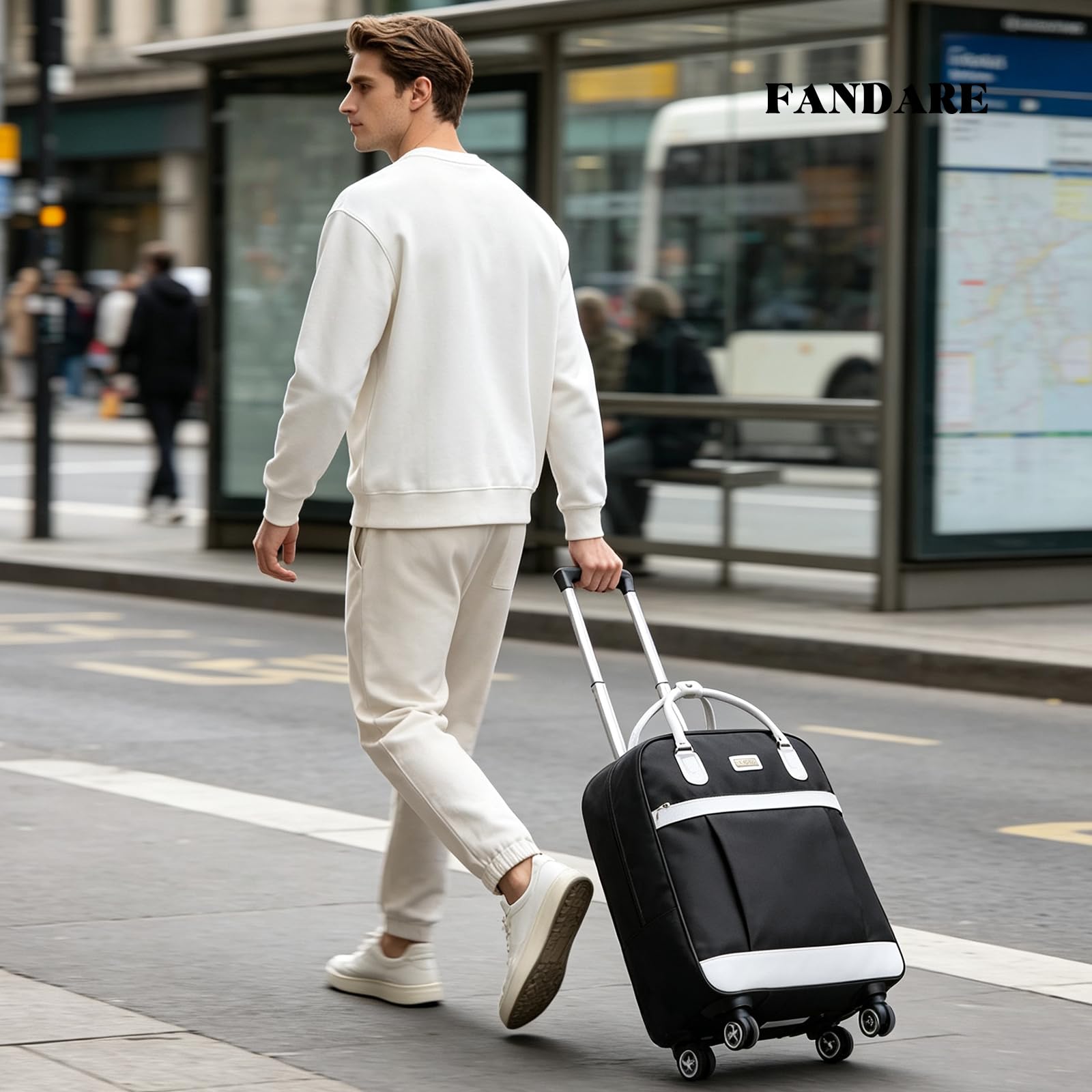FANDARE Zaino Trolley con Ruote Trolley per la spesa Bagaglio Mano Business
