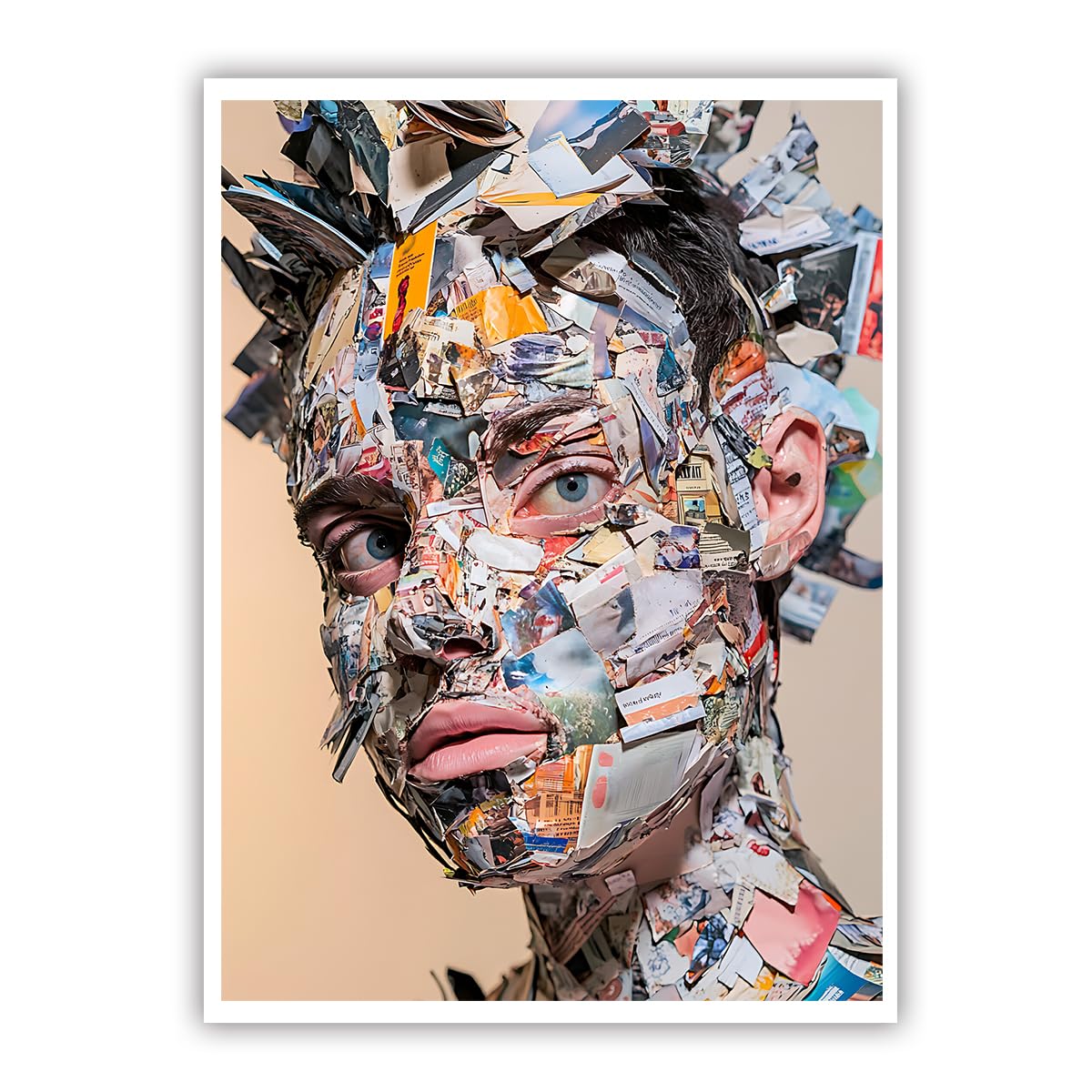 CHERHERART Art mural Pop Art Portraits Affiches Peintures Magazine rétro Collage Sculpture Tirages sur toile pour maison de ferme Déco de toile du salon 75x100cm Sans cadre