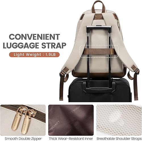 Miniatura 8 de LOVEVOOK Mochila para laptop para mujer, mochila de viaje para mujer, mochila de trabajo de gran capacidad para negocios universitarios,