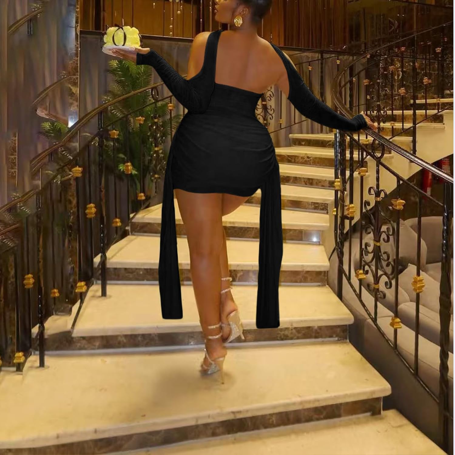 Sexy Strapless Tube Top Mesh Mini Dress for Women Bodycon Ruched Ribbons Birthday Date Night Dresses - Image 3