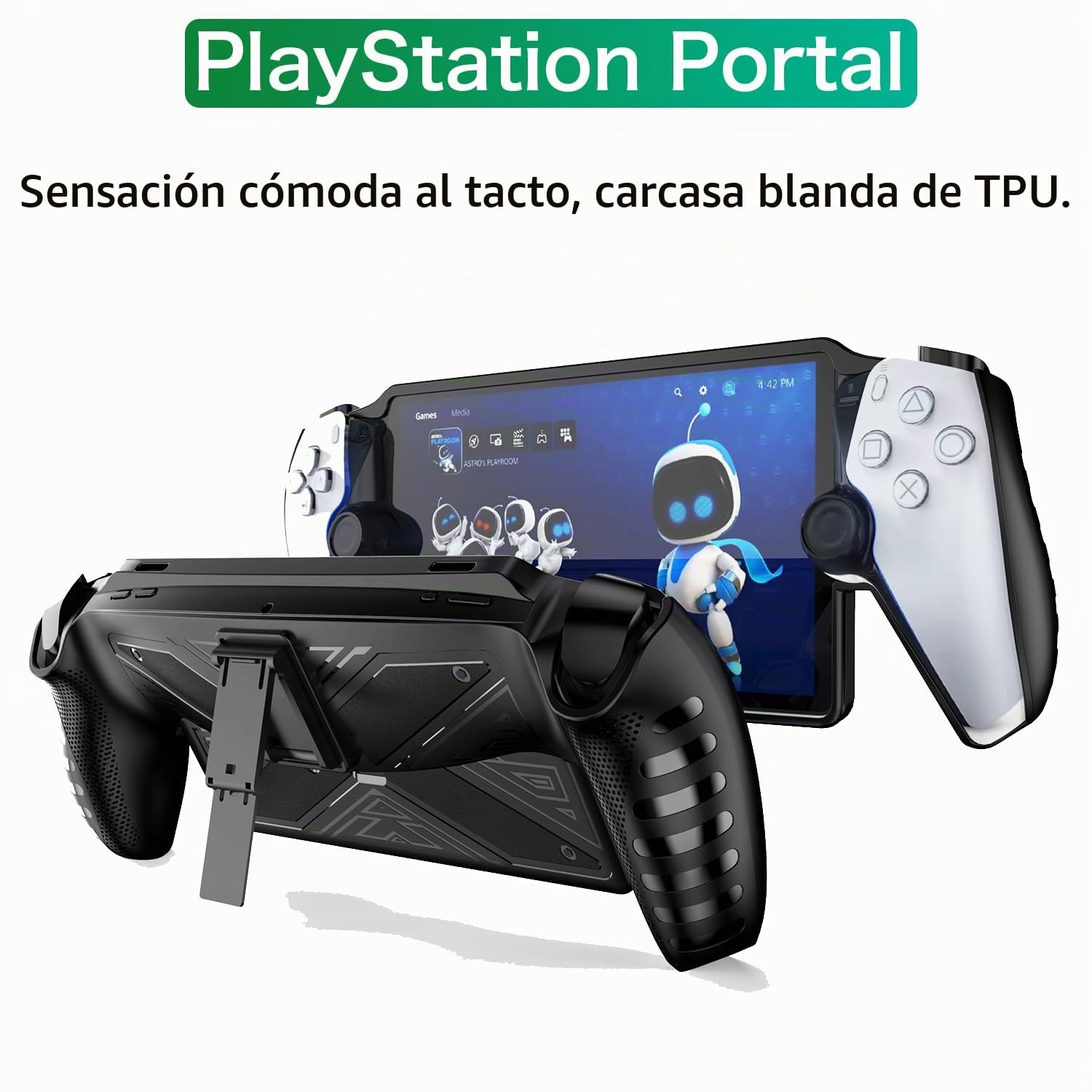 FDHYFGDY Funda para Sony PlayStation Portal/PS Portal/PS5, Funda de TPU con Soporte, Funda Protectora Antigolpes y antiarañazos (Negro)