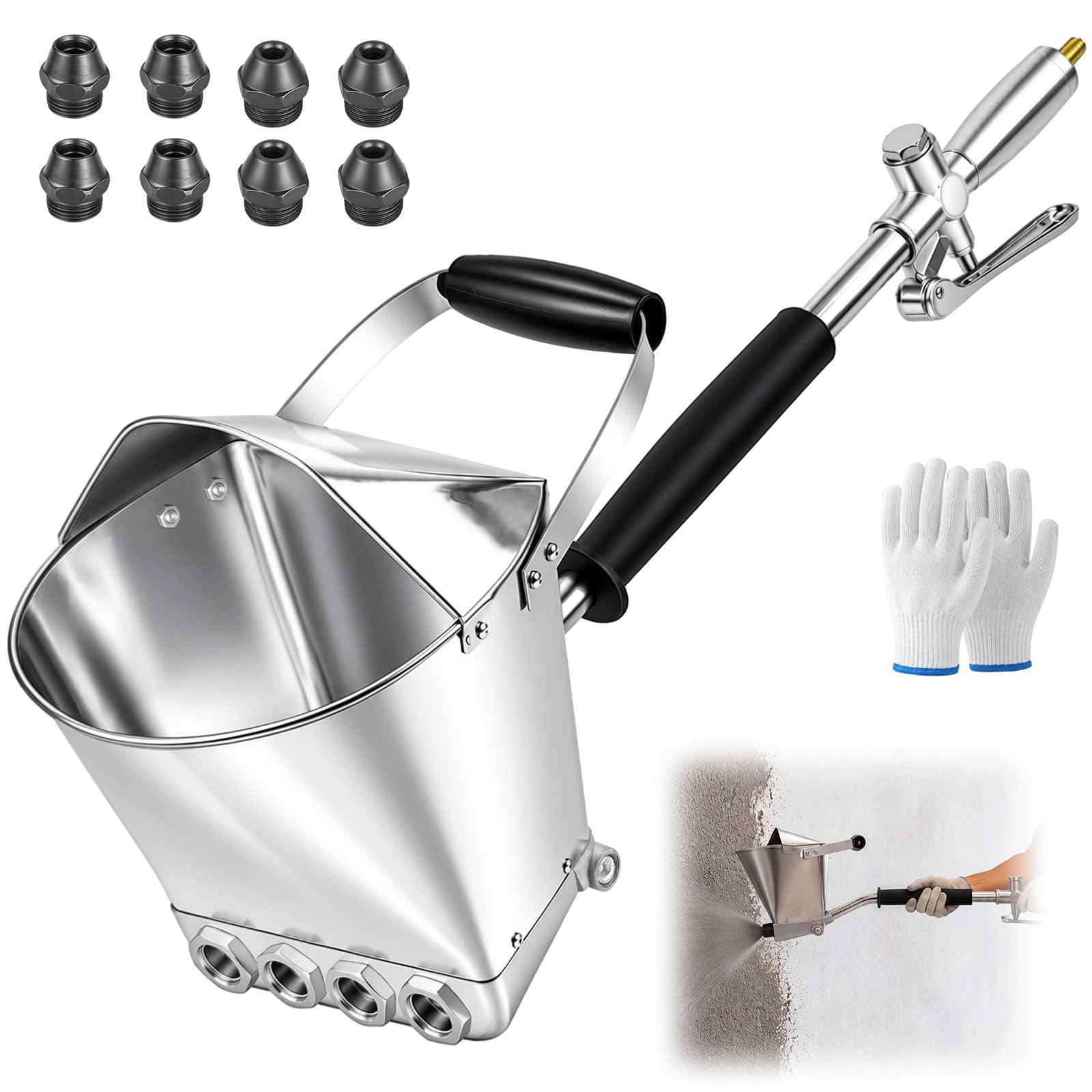 Putzwerfer Druckluft, 4-Jet Putzspritze Druckluft, Verputzmaschine 3,5L