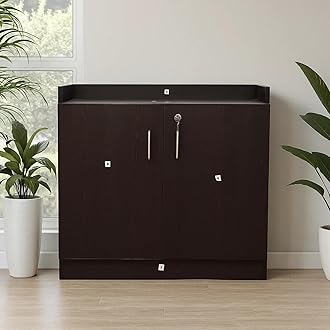 GRATUS Wooden Shoe Rack with Door and Lock Premium Engineered Wood Shoe Stand with German Hardware 3 Spacious Compartments Top Storage Shelf DIY Installation Fits 20 to 25 Pairs