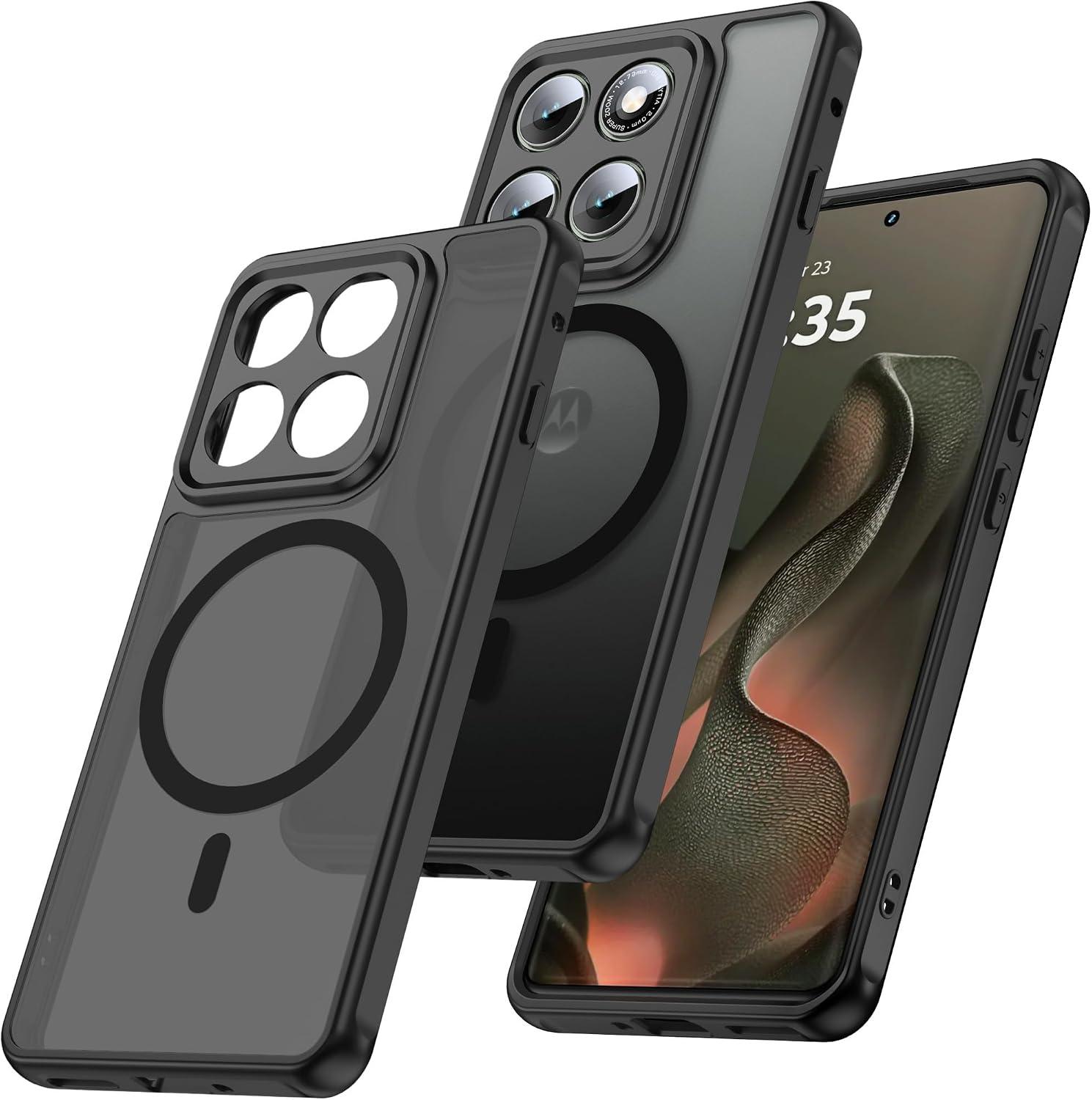 MAKAVO Magnetic for Motorola Edge 2025 Case Full Camera Protection, Black