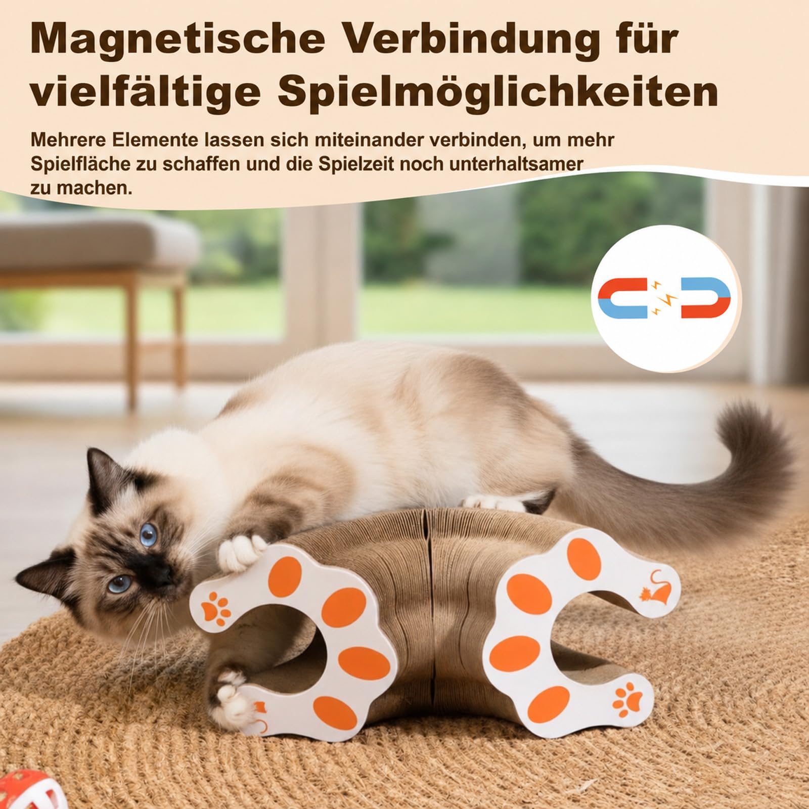 Reiteag Katzenwirbel Katzenliebling Für Große Katzen, Katzenwirbel Original, Strapazierfähiges Doppelseitiges Design Mit Glöckchen, Für Katzen Jeder Größe Geeignet