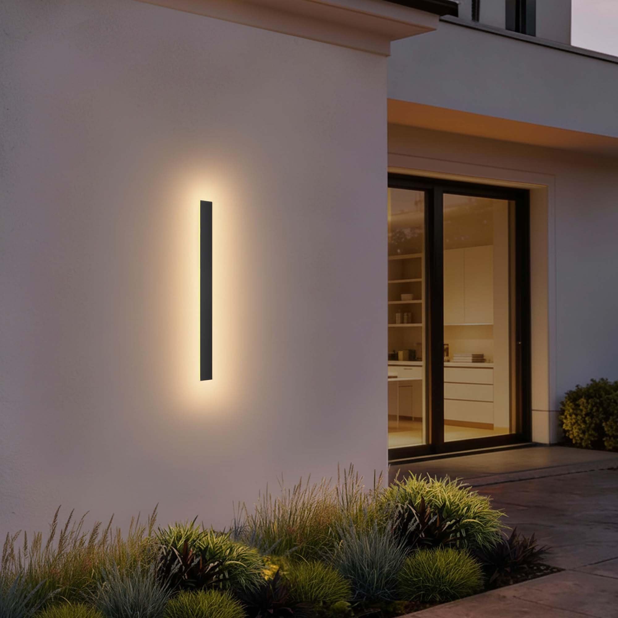 Ledvion - Applique da esterno LED lunga Villa, 100 cm, Ip65, 14W, Noir, Bianco caldo, 2700K, Alluminio e acrilico, per interno ed esterno, applique da esterno, lampada da parete esterna