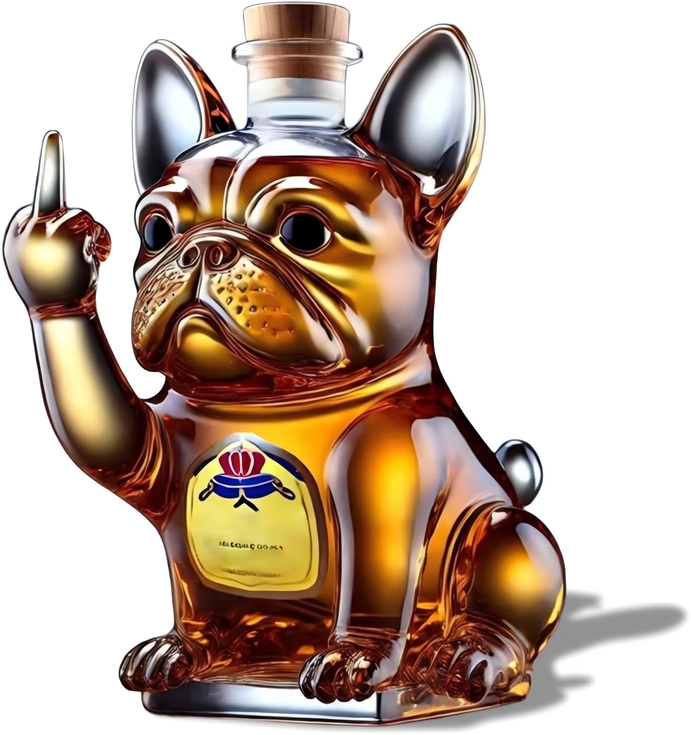 Glass Whisky Decanter with French Bulldog Design - 350ml Decorative Glass Bottle for Home Bar, Spirits and Liquor