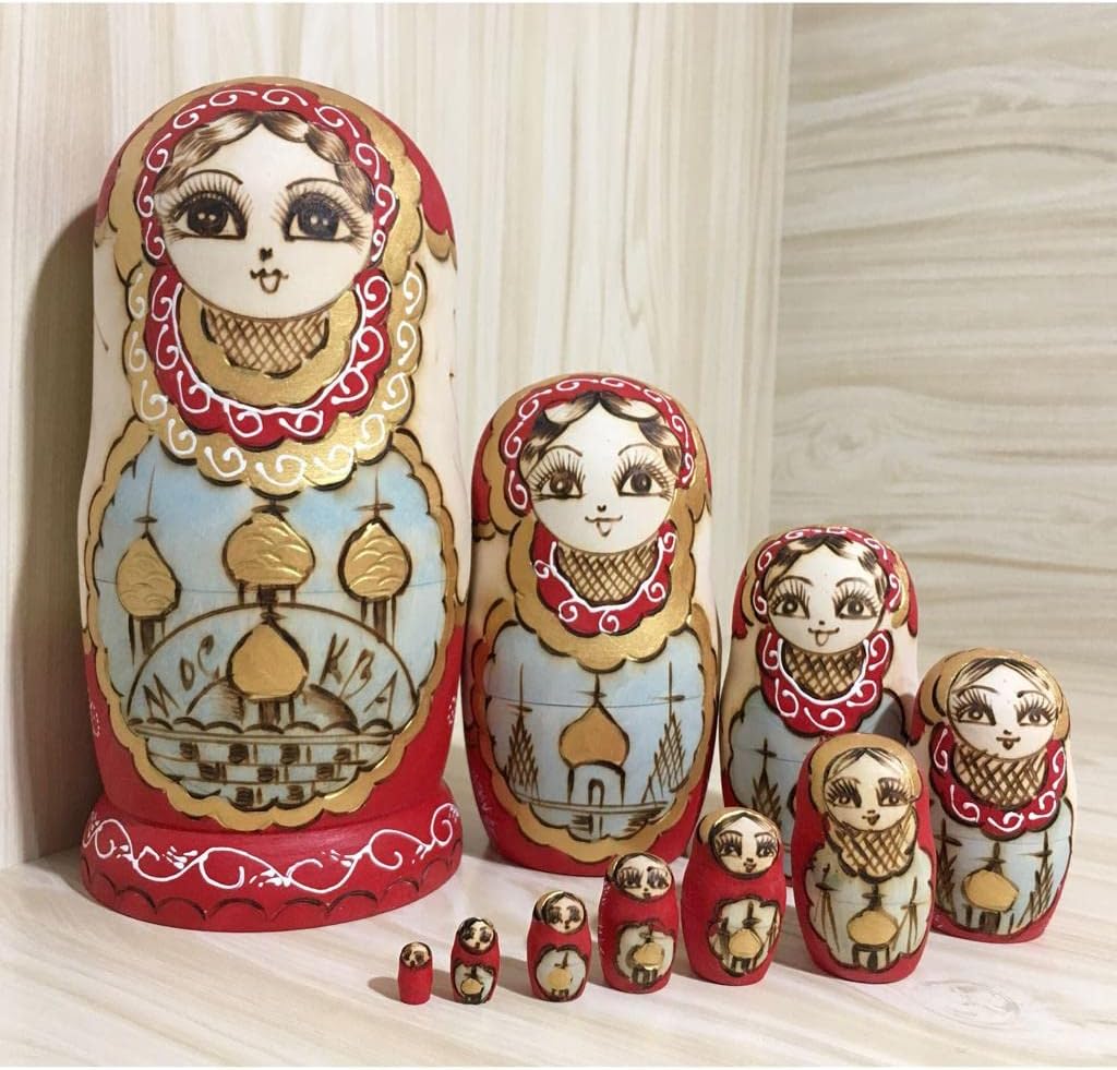 misppro 10 Pcs Vintage Russian Babushka Matryoshka Nesting Dolls for Children