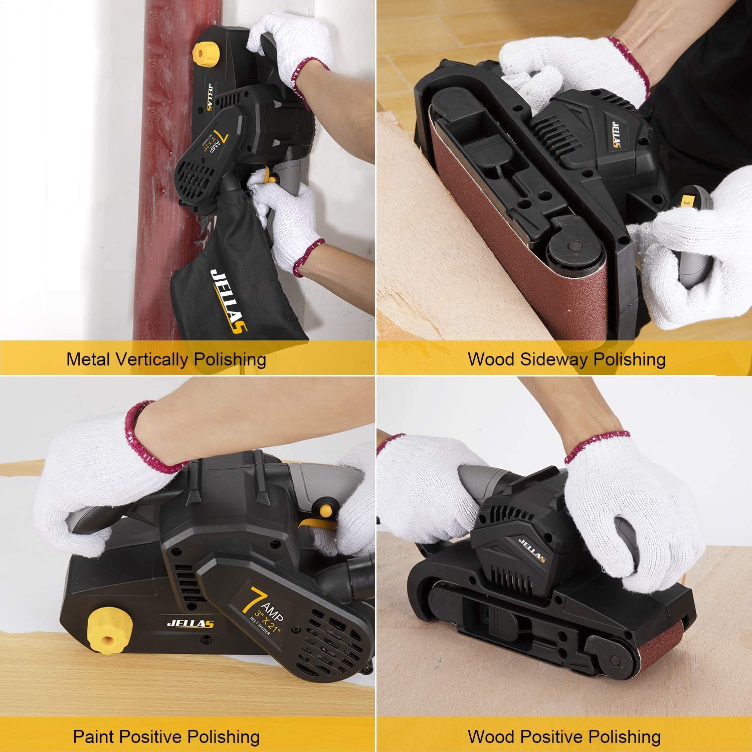 Jellas 7 Amp Belt Sander - Powerful Woodworking Tool -6