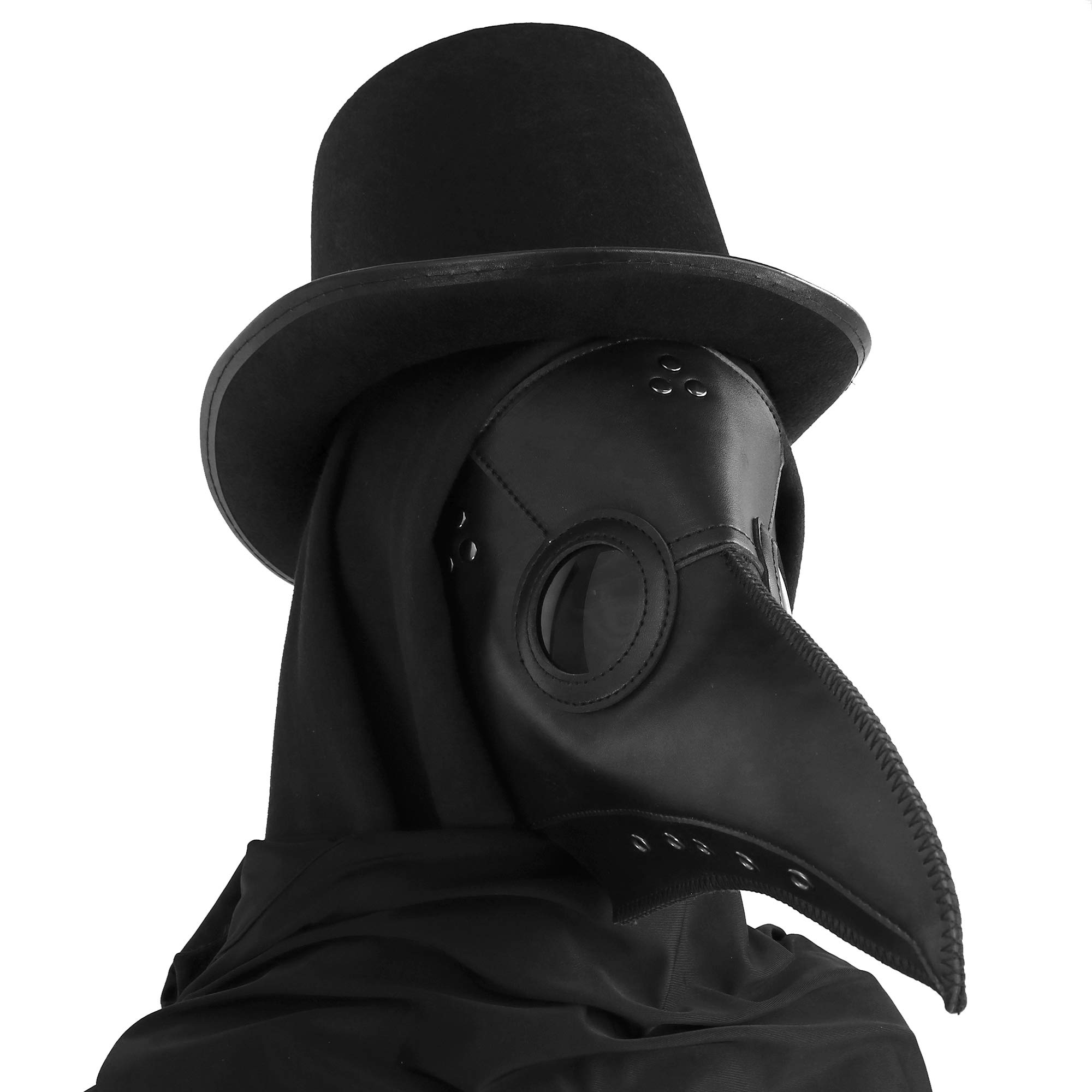 Plague Doctor Mask Bird Costume- Steampunk Midievel Black Faux Leather Death Doctors Mask Costume Accessory