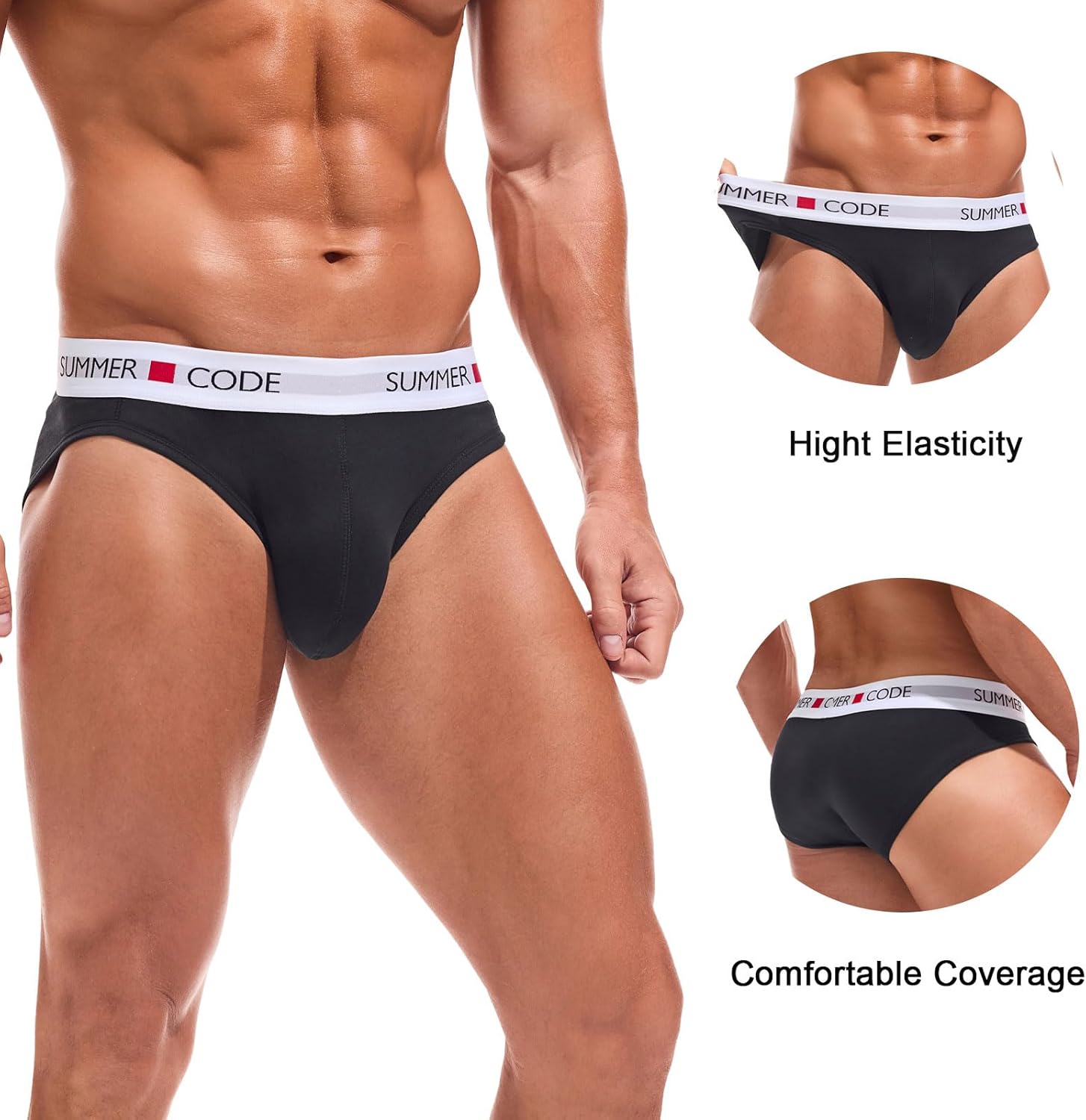 Summer Code Mens Classic Premium Briefs Pack Cotton Bulge Pouch Underwear Breathable Low Rise Underpants for Men - Image 3
