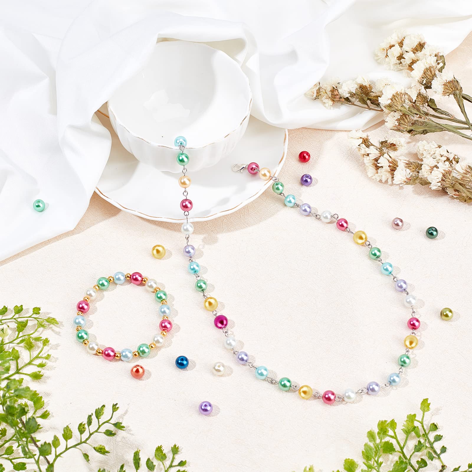 Perline Di Vetro PH PandaHall - 230PCS 8mm, 10 Colori, Per Braccialetti E Gioielli Fai Da Te - Foto 9