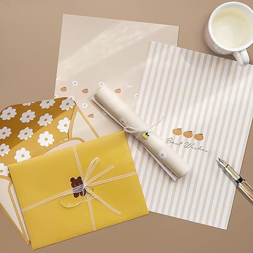 Miniatura 5 de 48 piezas de cartas y sobres estacionarios, kit de escritura de letras estilo animal, juego de papel de papelería Kawaii