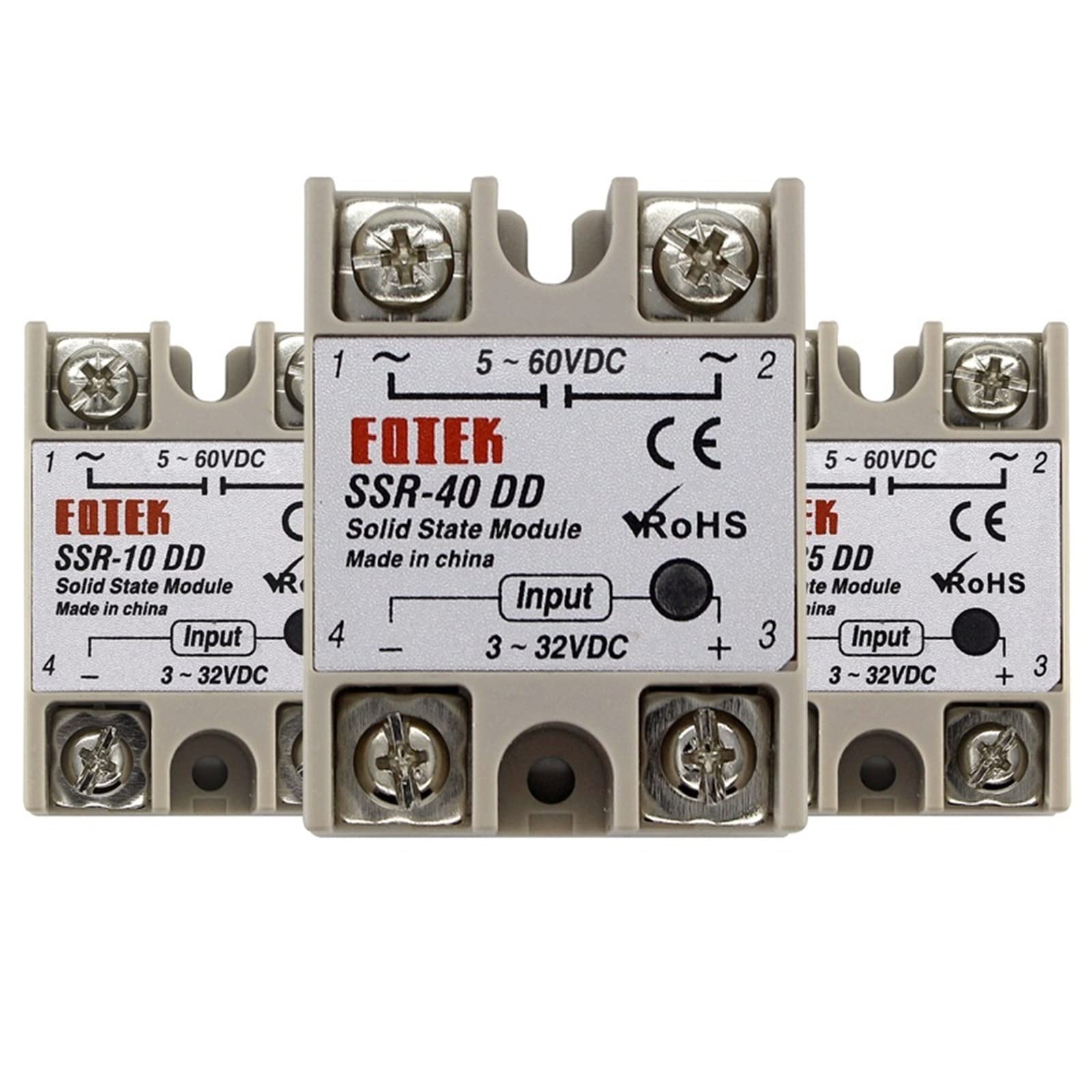 GJZIFGFWQ Solid State Relay Module DC 5-60V SSR-10DD SSR-25DD SSR-40DD 10A 25A 40A Input 3-32V Output(SSR-40DD)