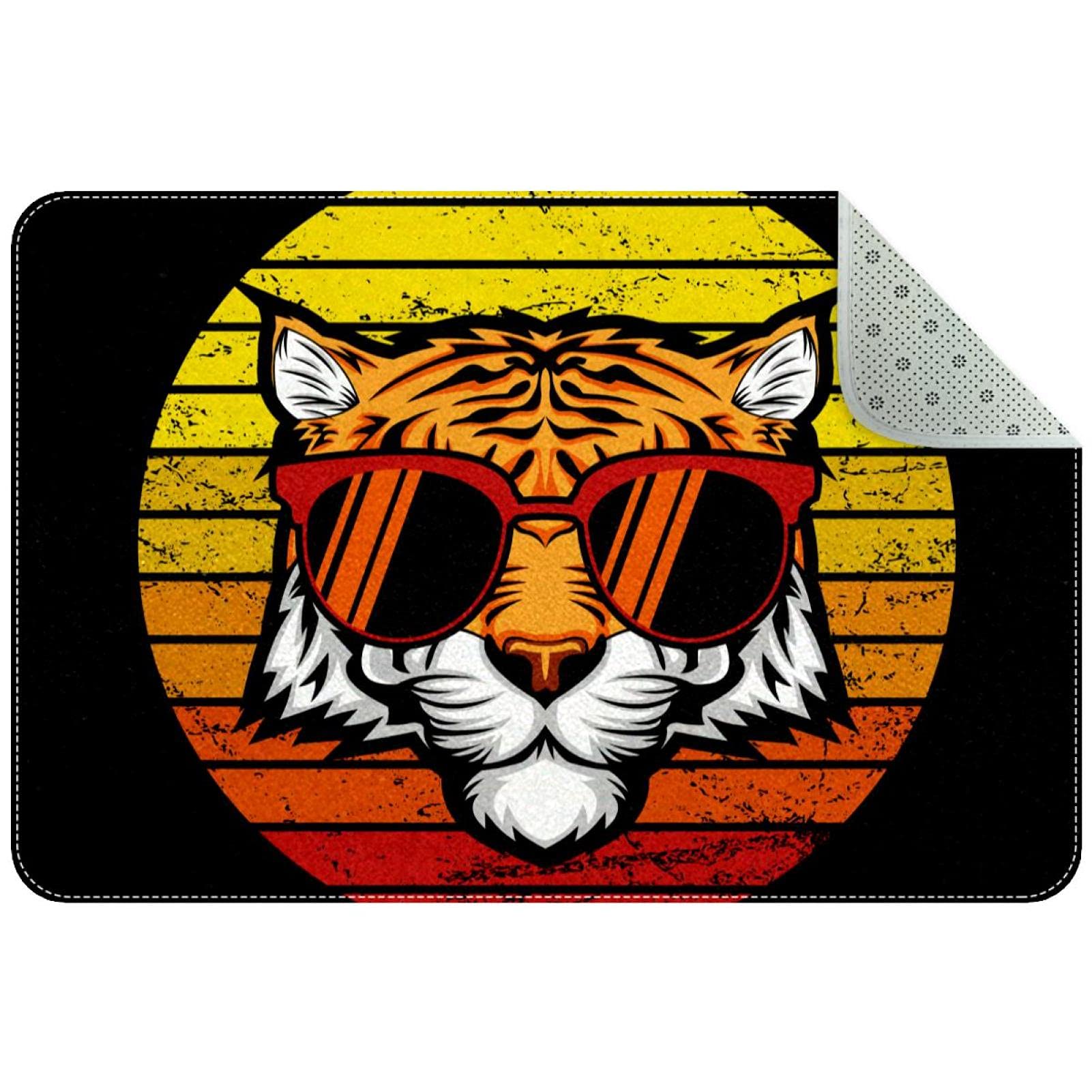 Paillasson tigre coucher du soleil antidérapant durable pour porte d'entrée