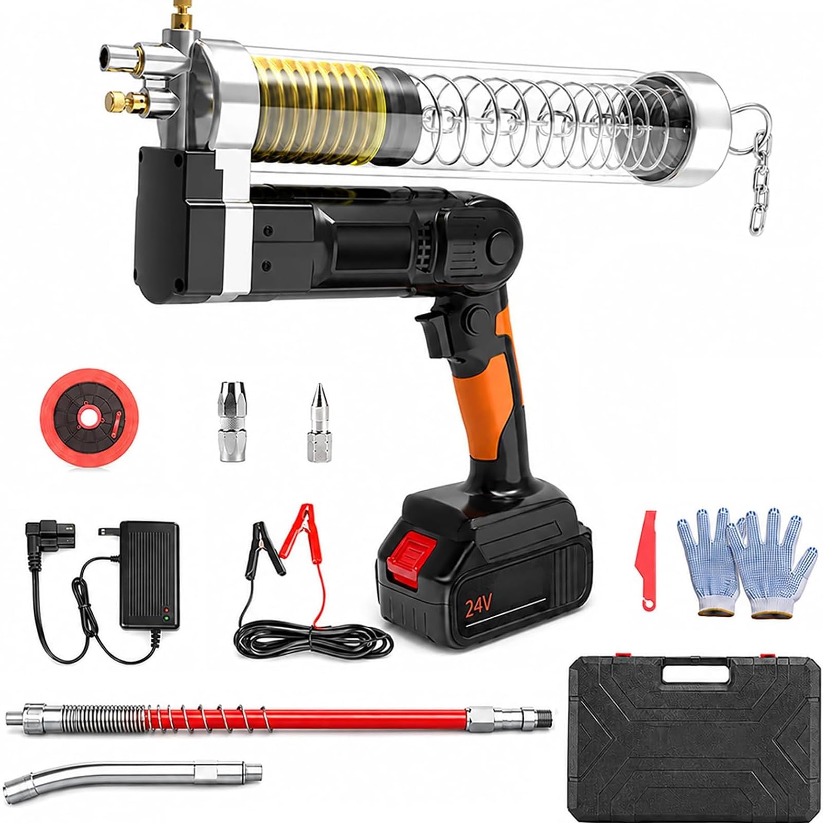 Kit de pistola engrasadora eléctrica inalámbrica, mango giratorio de 90°