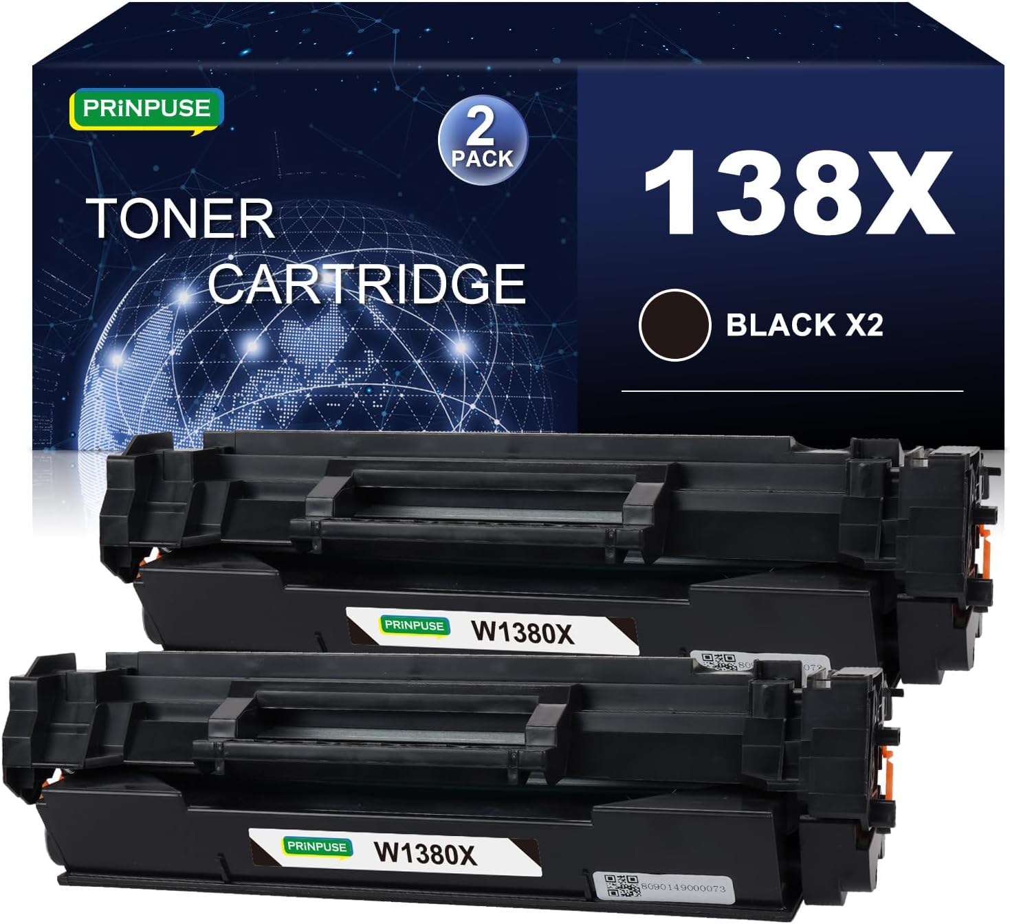 138X Black Toner Cartridge Replacement for HP 138A 138X W1380A W1380X Used with Pro HP LaserJet Pro 3001dw 3001dn MFP 3101fdw 3001fdw Printer Ink (2-Pack)