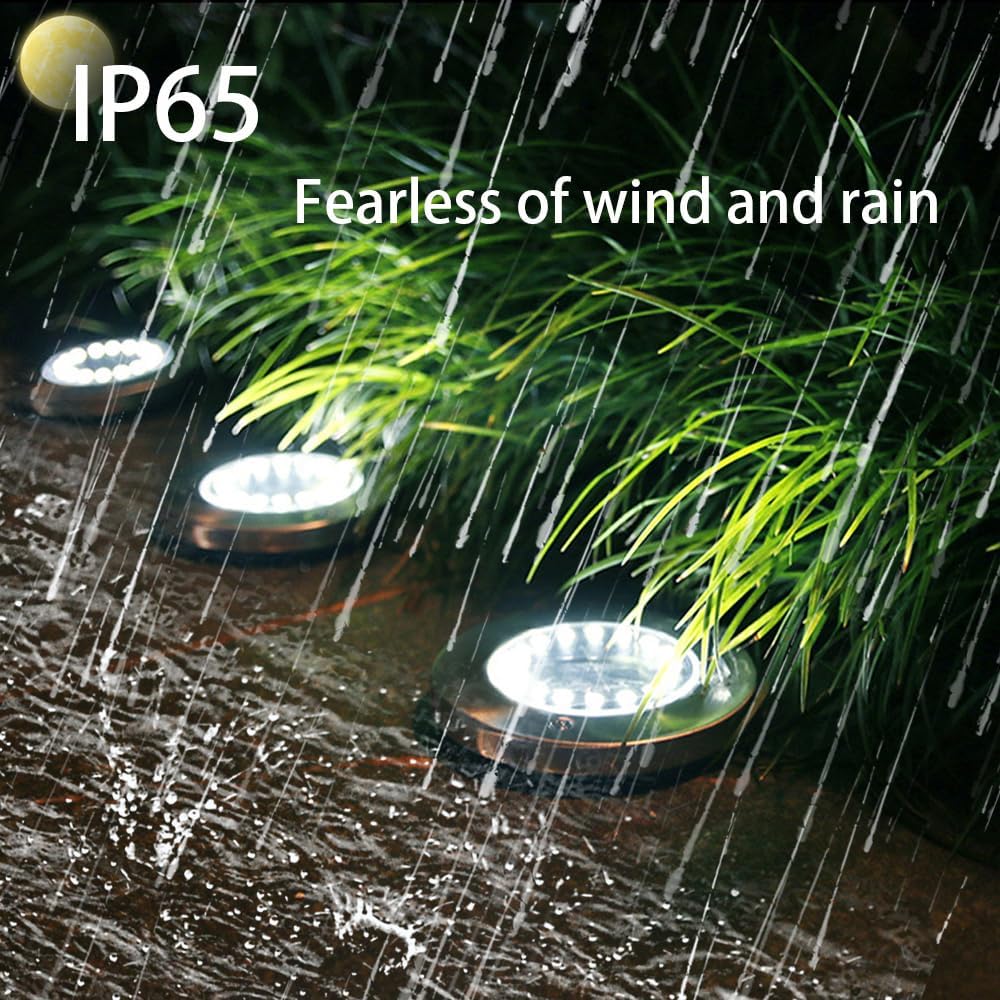 Solar Floor Light,Waterproof Garden Light,Recessed Pathway Light,Upgrade Outdoor Garden Waterproof 12 LED Super Bright Landscape Lights for Passage,Patio,Deck,Lawn,Patio,Walkway (12 Cool Light)