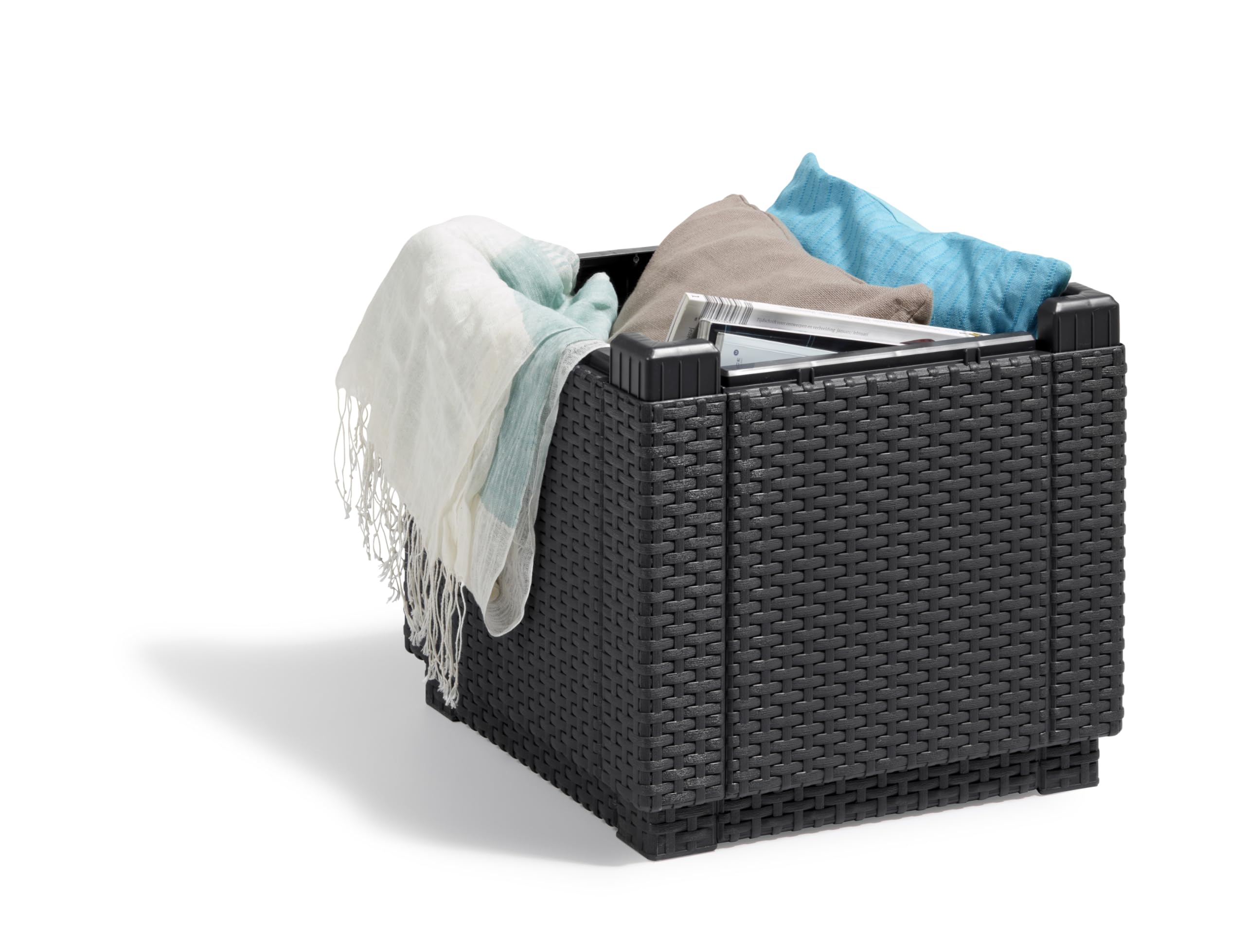 Keter Allibert Cube w Taburete, gris grafito/gris (POLY Cotton cushion)