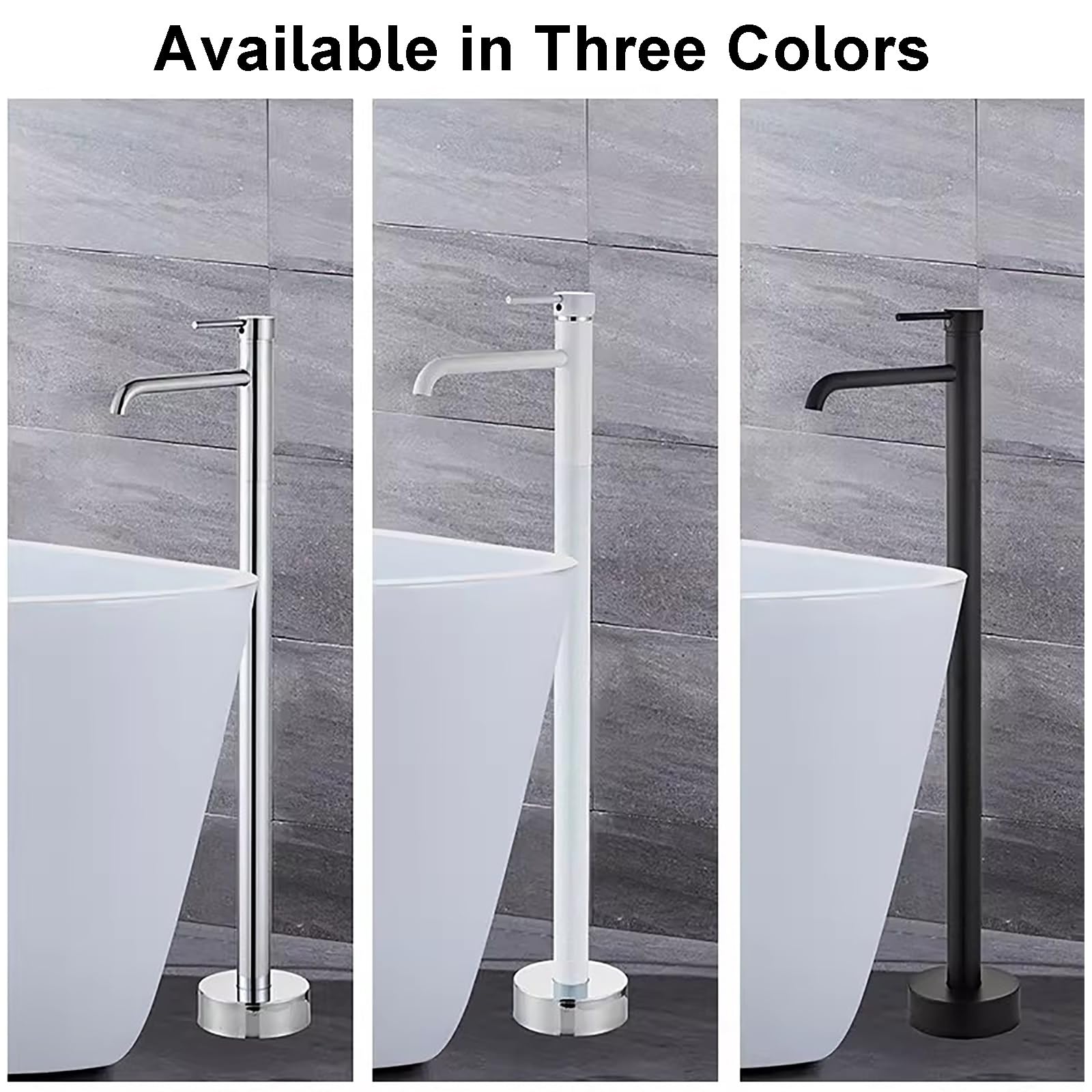 Grifo de bañera independiente, grifo de bañera montado en el suelo con 2 modos de salida de agua, hidrante de agua para riego, lavado, caudal máximo de 6.4 GPM (dorado)