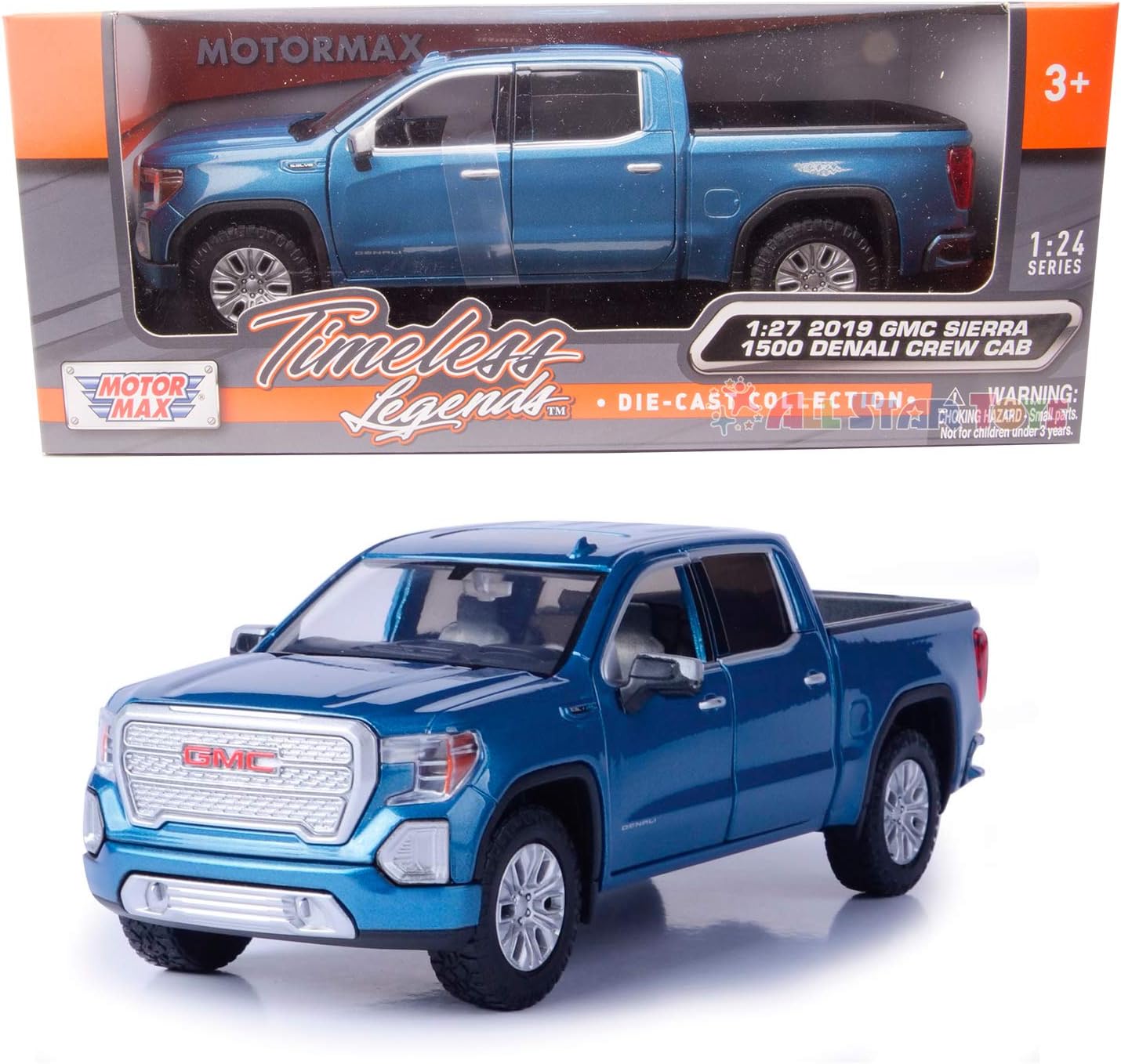 Motor Max 2019 GMC Sierra 1500 Denali Crew Cab - Blue 1:24-1:27 Scale Diecast Model by 79362
