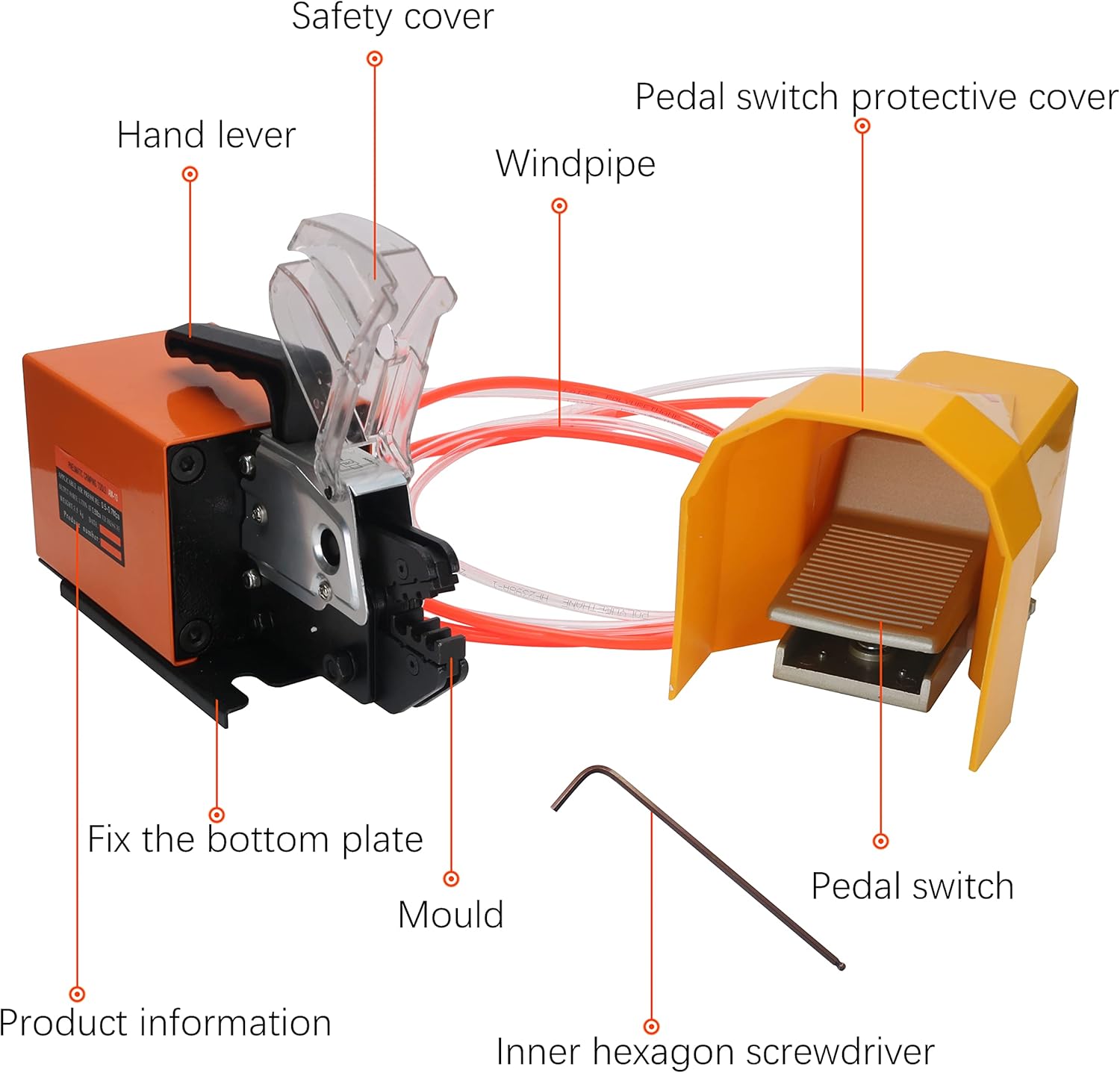 Pneumatic Crimping Tool Multifunction Pneumatic Crimper Plier Machine AM-10 Air Powered Wire Crimper Suitable For Many Kinds Of Terminals with 14 Die Sets