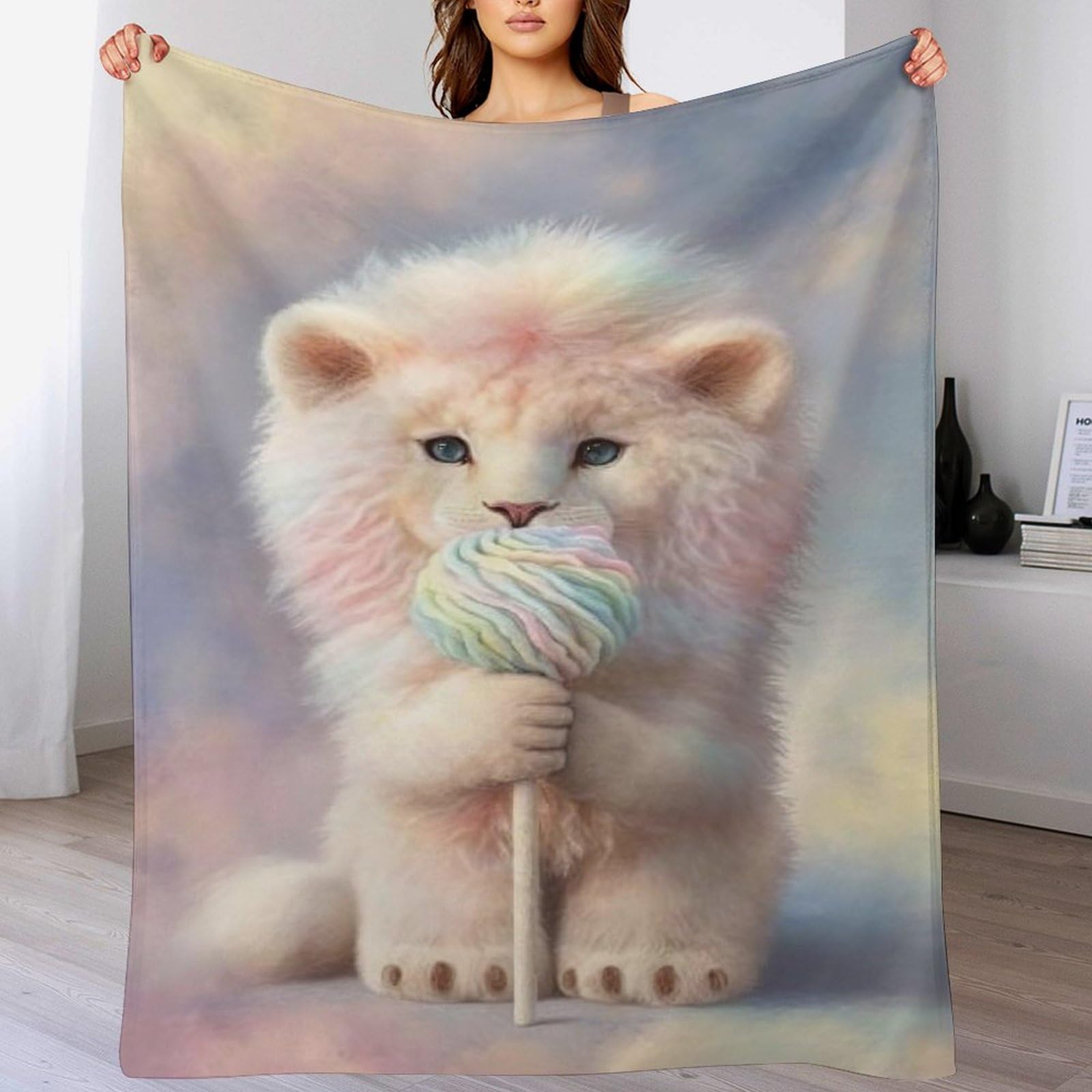 Couverture lit et canapé lion flannel pour vos soirées cocooning