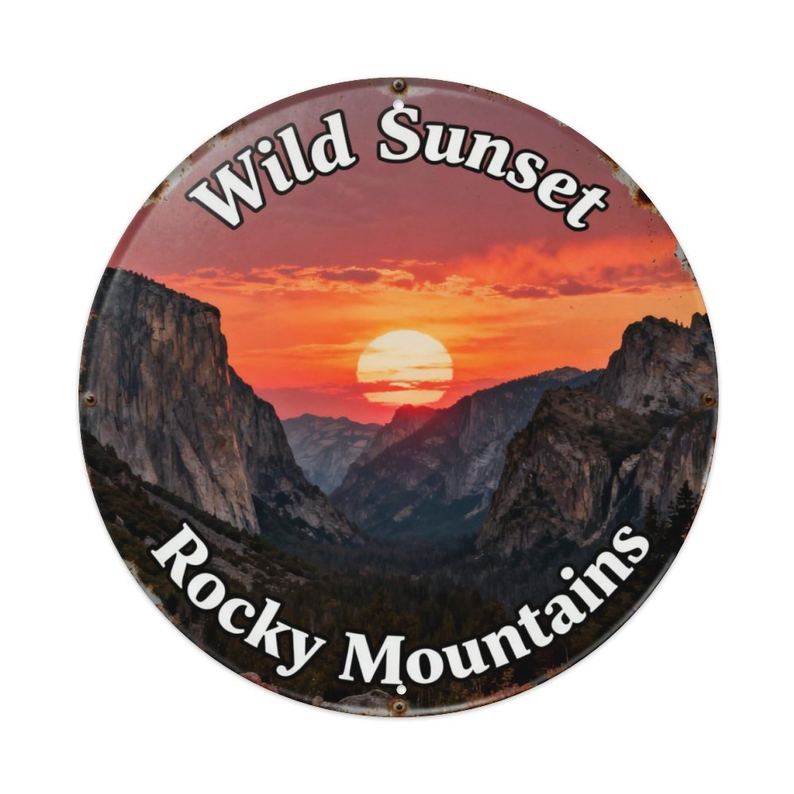 Wild Sunset Rocky Mountains Metal Tin Sign Plaque