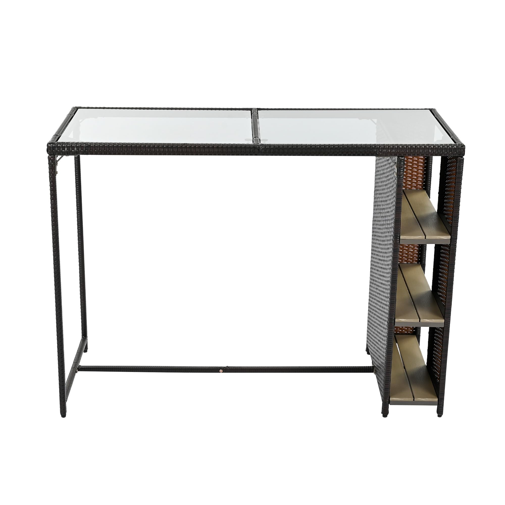 Merax Ensemble bar jardin 7 pièces 6 tabourets hautes polyrotin noir marron foncé