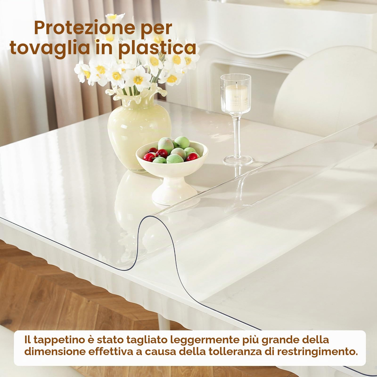 Royhom Copritavolo Trasparente 100 x 190 cm, 1.5 mm Spessore Pellicola Trasparente per Tavolo, Proteggi Tavolo Impermeabile, Tovaglia Plastificata Rettangolare per Scrivania, Tavolino