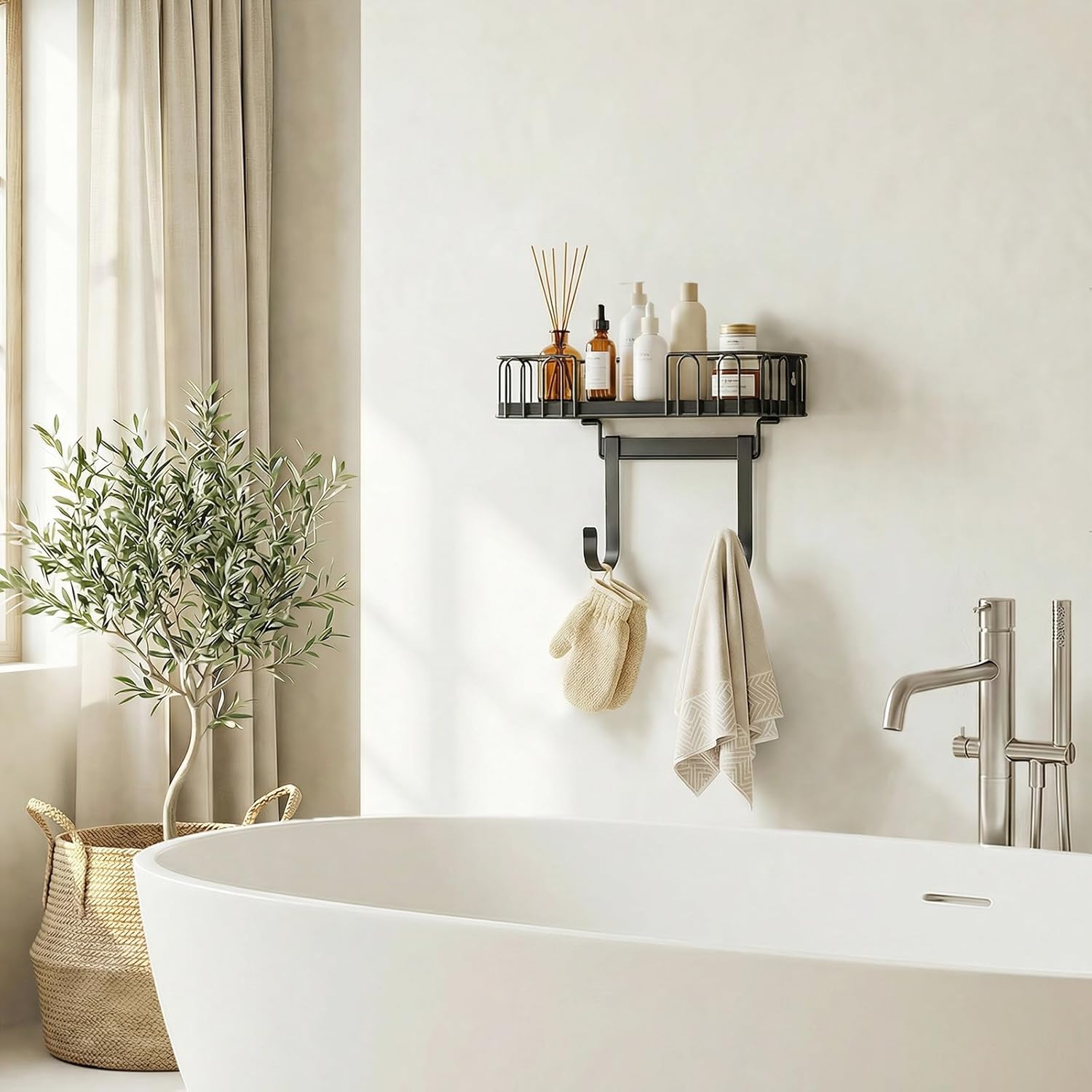 TJ.MOREE Ironing Board Hanger Metal Wall Mount, Ironing Board Holder, Iron Wood Shelf with Large Storage, Laundry Room Decor Black