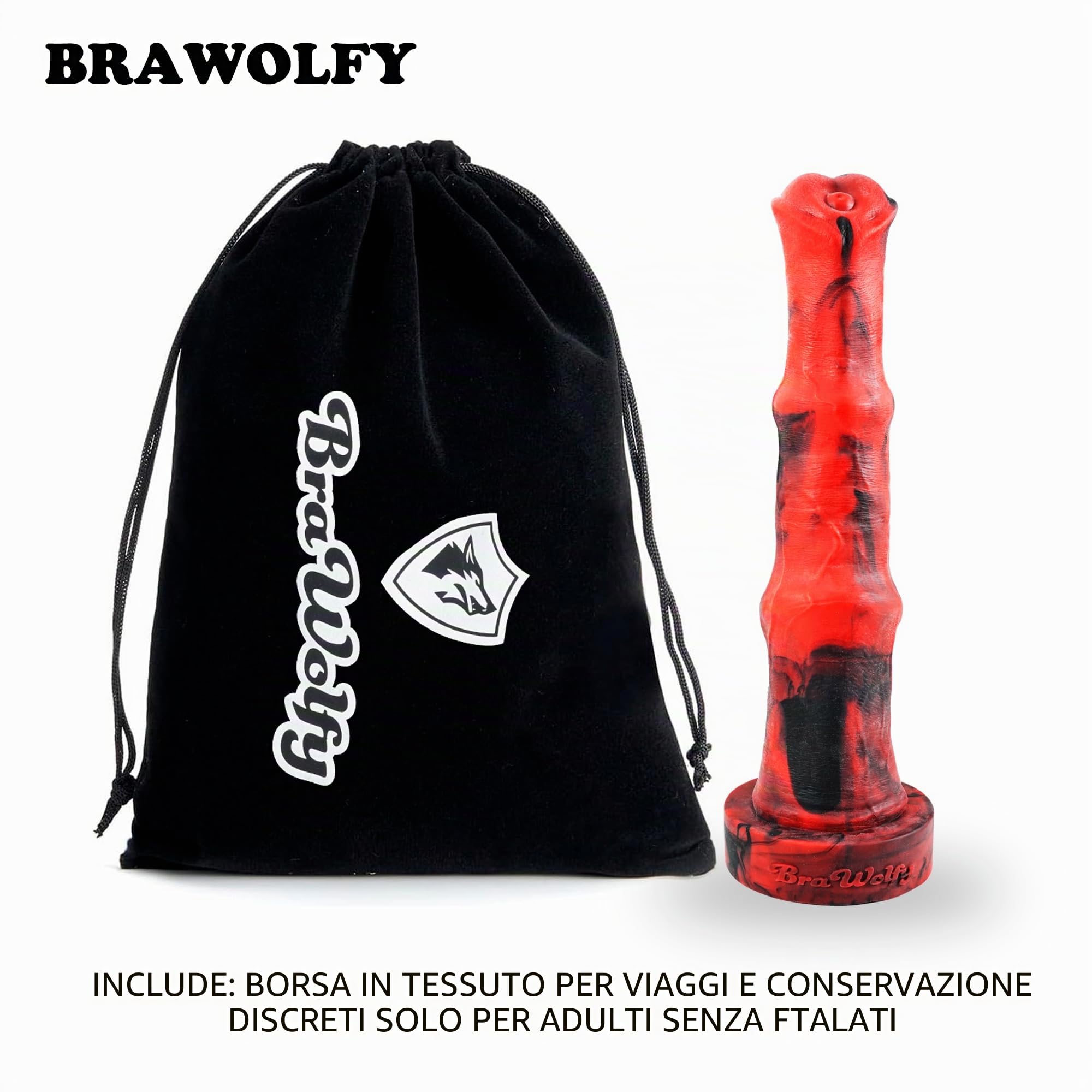 Pene anale gigante in silicone platinico per uso alimentare, modello stallone italiano, lungo 50 cm - Materiale conforme agli standard FDA - extra lunga - Dildo anale Vac-U-Lock (Rosso&Nero, X Large)