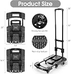 Voipvvii Camion à main pliant 500lbs, Chariot à dolly portable, 6 Roues Panier à Bagage Collapsible avec 2 Ropes élastiques - Chariot compact pour un déplacement facile - Idéal pour les voyages et plus