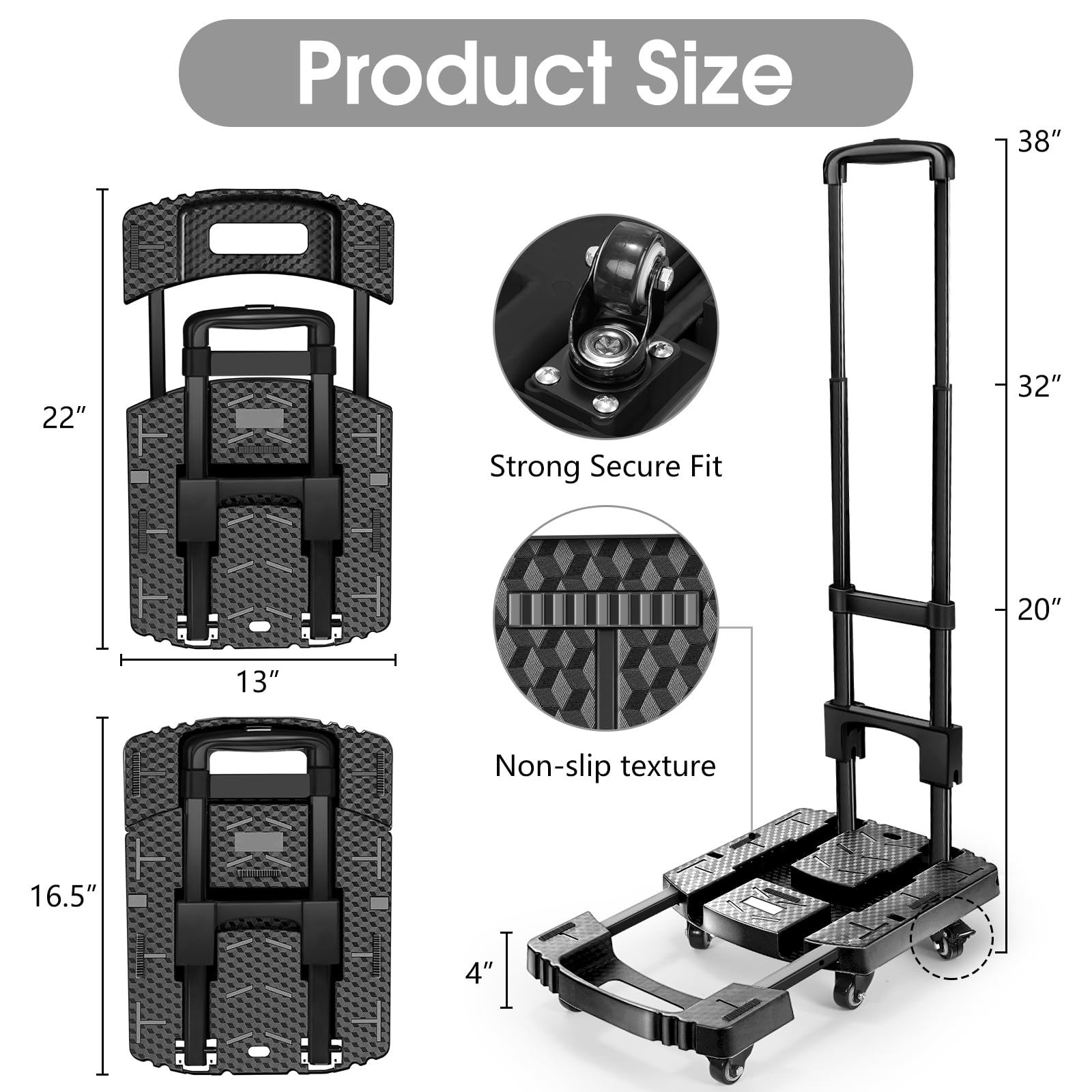 Voipvvii Folding Hand Truck - 500lb Heavy Duty Dolly -3 Voipvvii Folding Hand Truck - 500lb Heavy Duty Dolly -3
