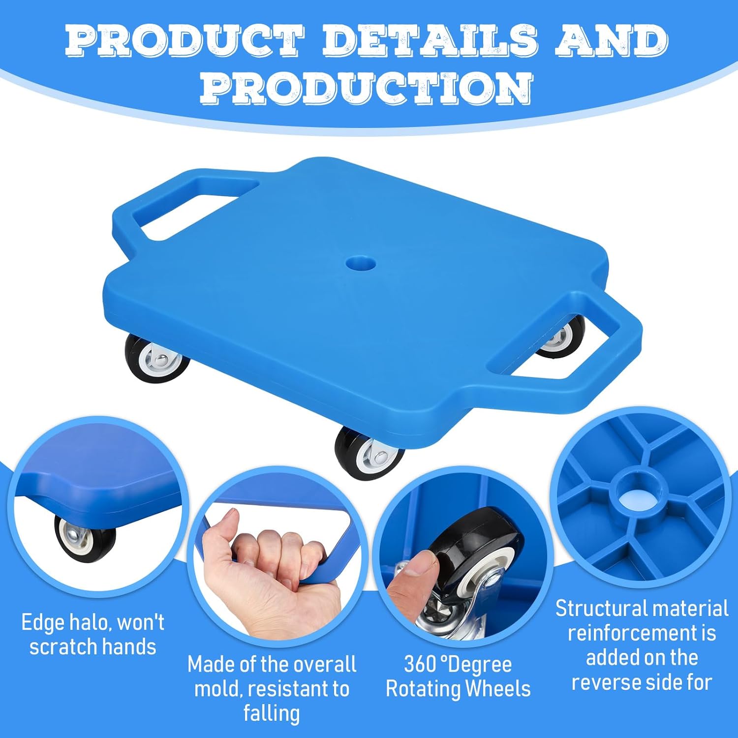 Jerify 3 Pieces Sports Scooter Board Bulk with Handles Gym Floor Scooter for Kids Children Plastic Roller Floor Sitting Board Indoor Outdoor Activities Play Equipment, 11 x 11 inch image 4 of 6 B0FCYB1MCB