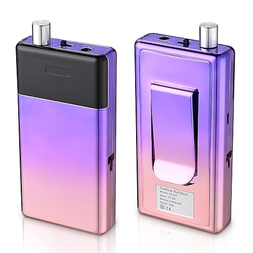 Miniatura 2 de BYOOTIQUE - Kit de máquina de taladro eléctrico portátil inalámbrico con 6 bandas de lijado de acrílico recargable de 30000 rpm, lima de uñas de